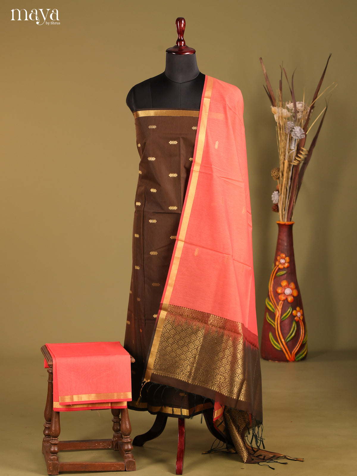 MDH02097-Semi silkcotton salwar unstitch