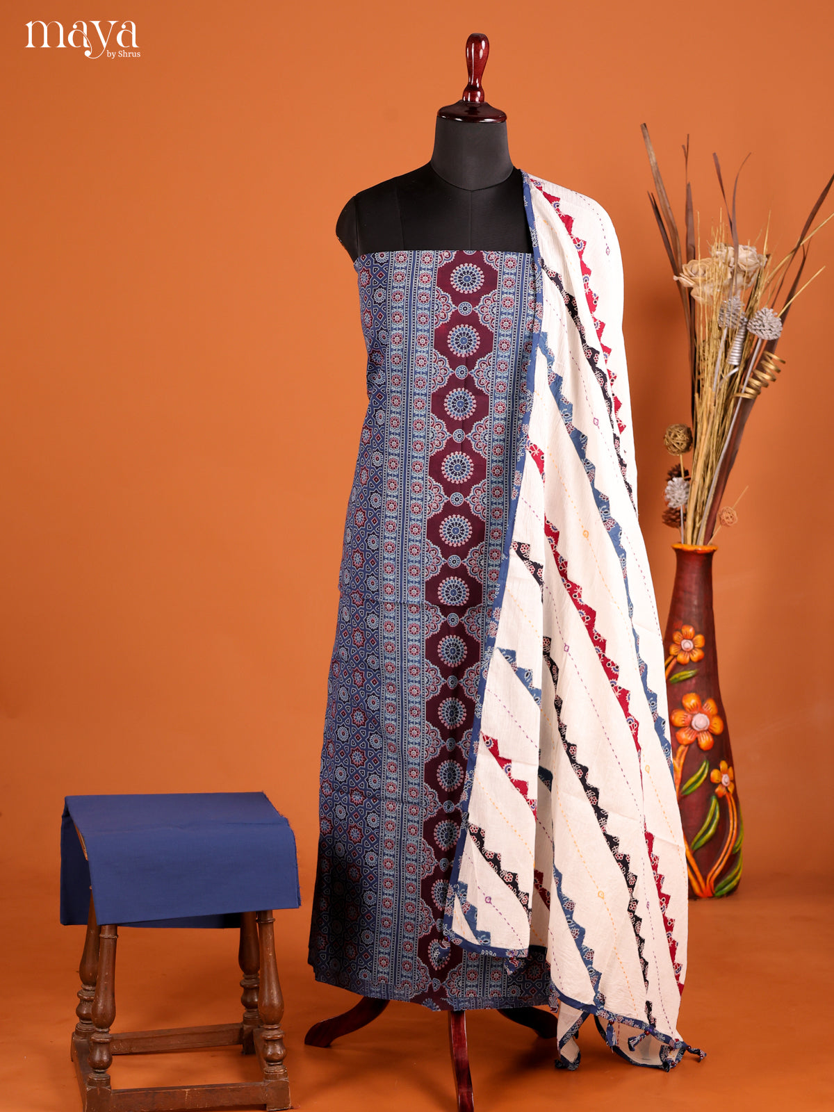 MDI02395-Ajrakh Salwar Unstitch
