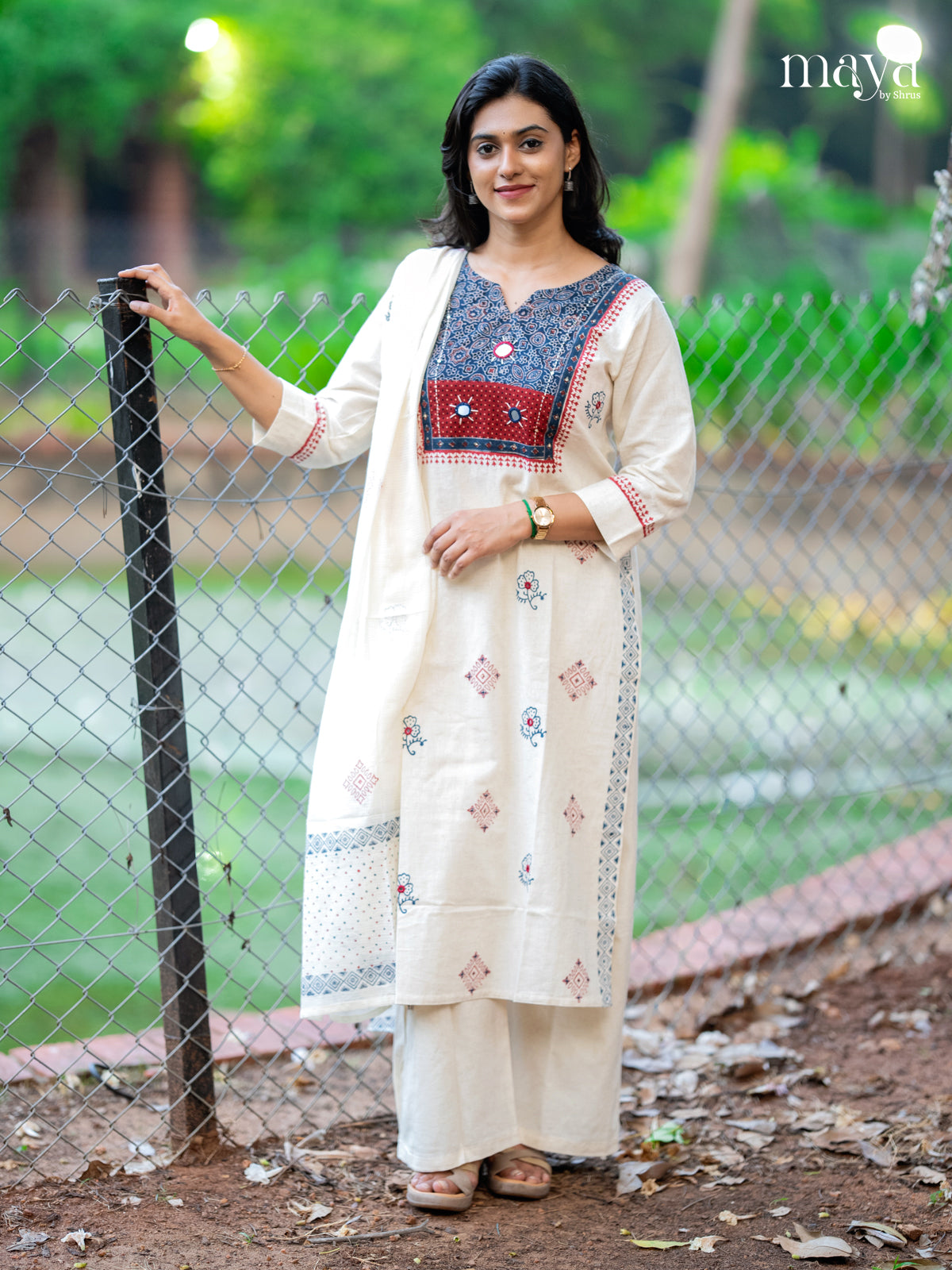 Off-white Readymade Salwar with Printed Design-mdj03030