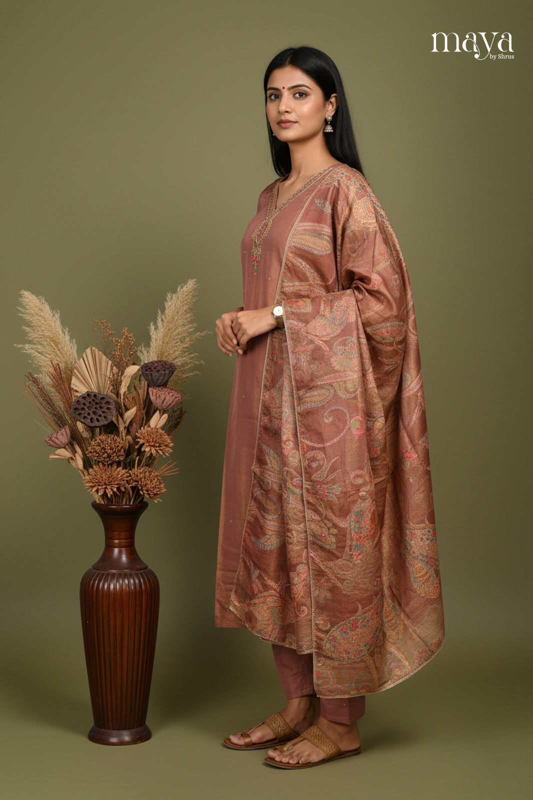 Brown - Party wear Readymade 3 Piece Salwar Suit