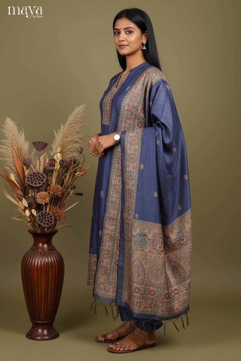 Navy blue Readymade Salwar with Printed Design-mdj07062