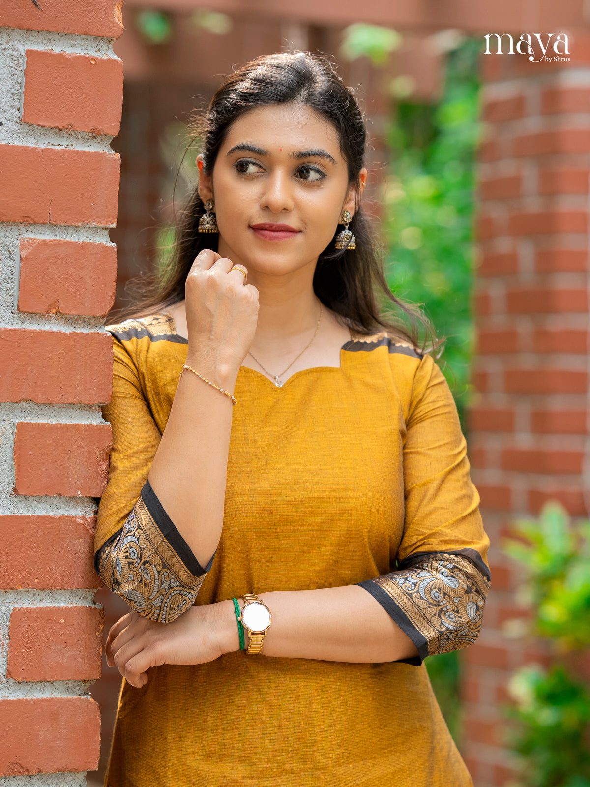 Mustard & Black-Readymade Kurti
