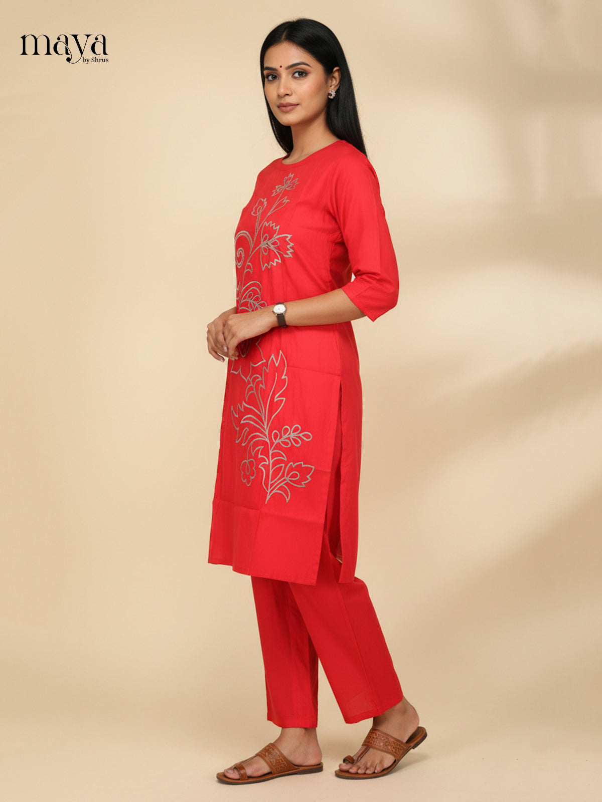 Red-Readymade 2 Piece Co-ord Set