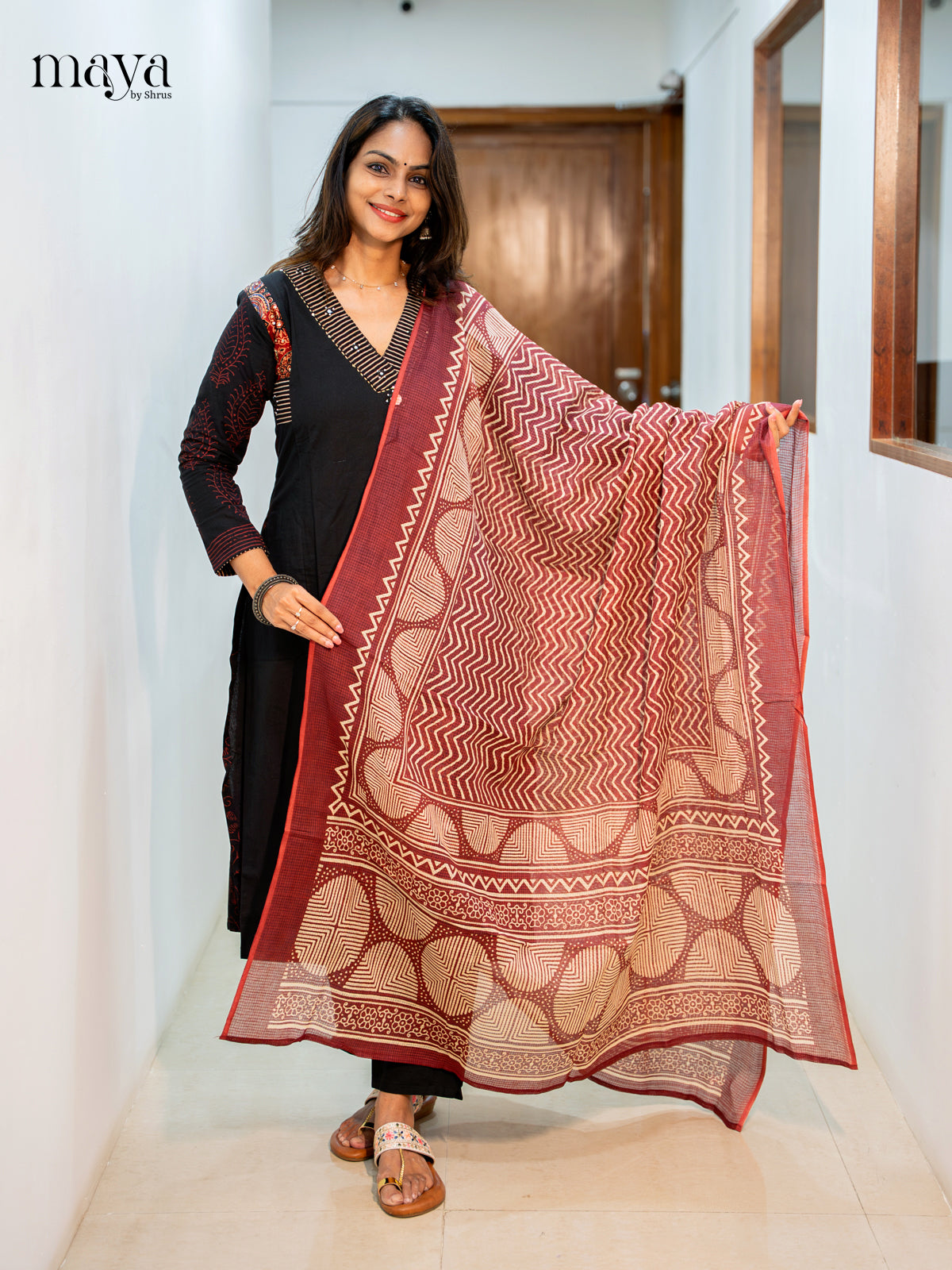 black Readymade Salwar with Printed Design-mdj16009