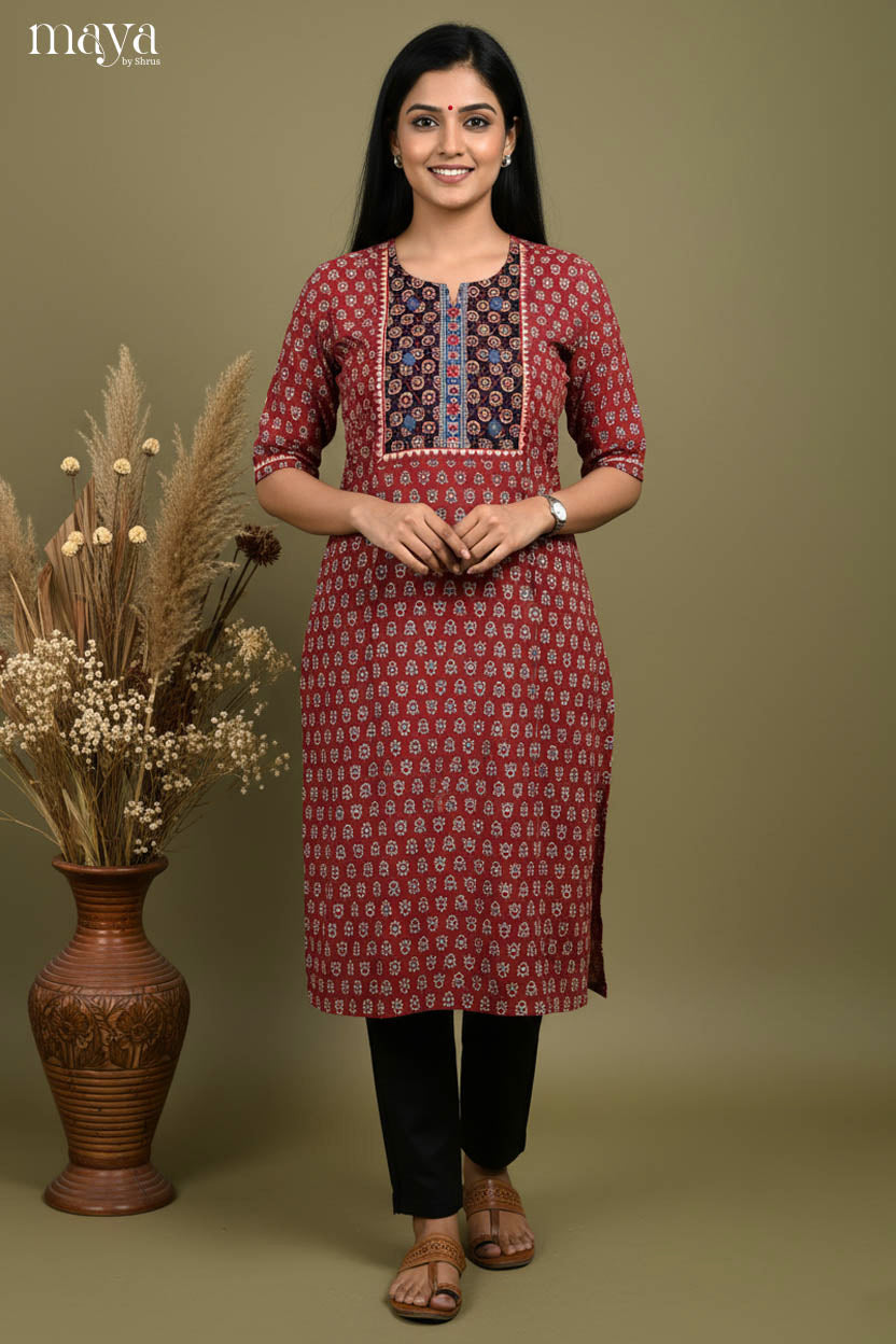 Maroon & Black-Readymade Kurti