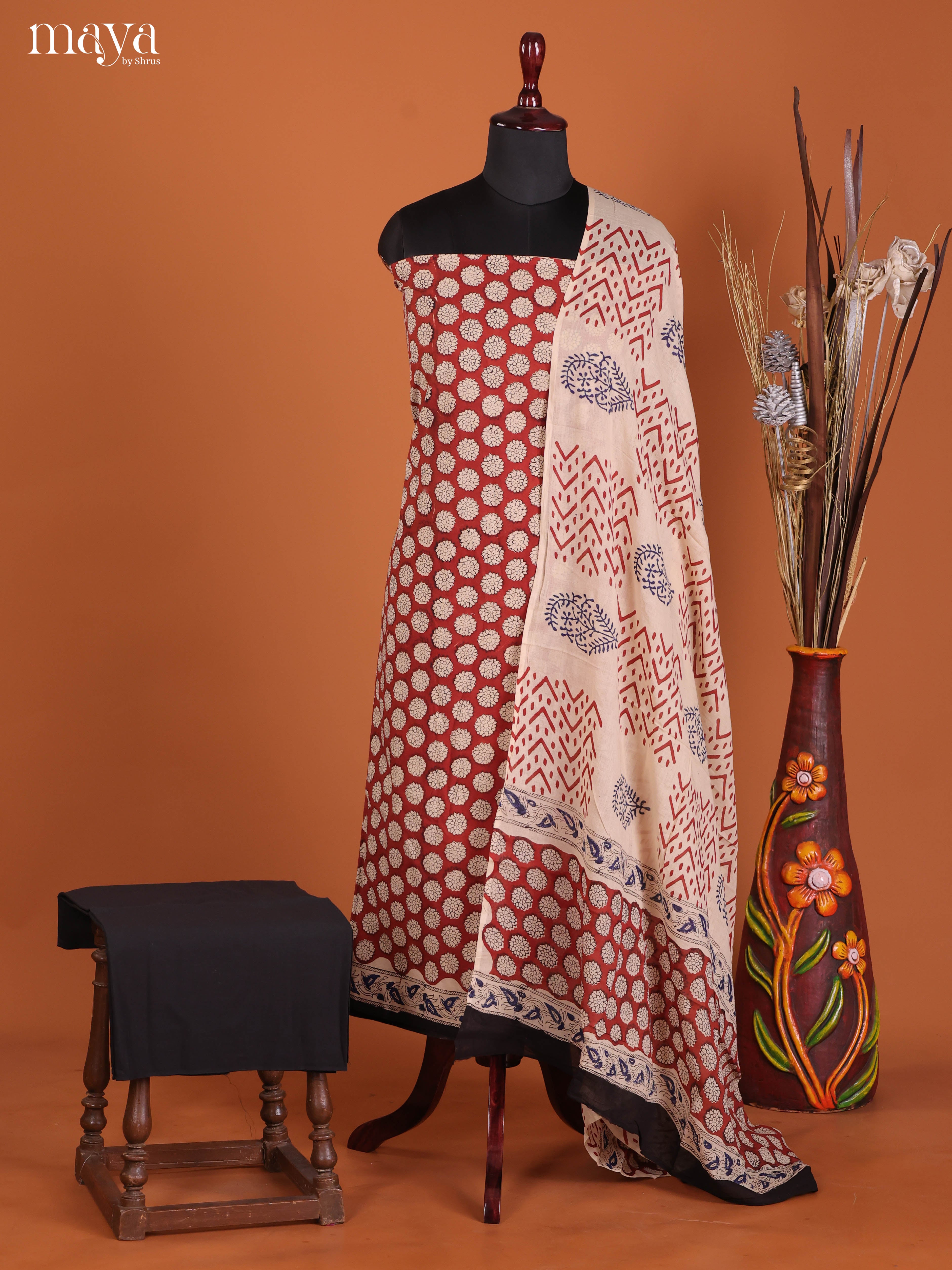 Red & Black -Cotton salwar