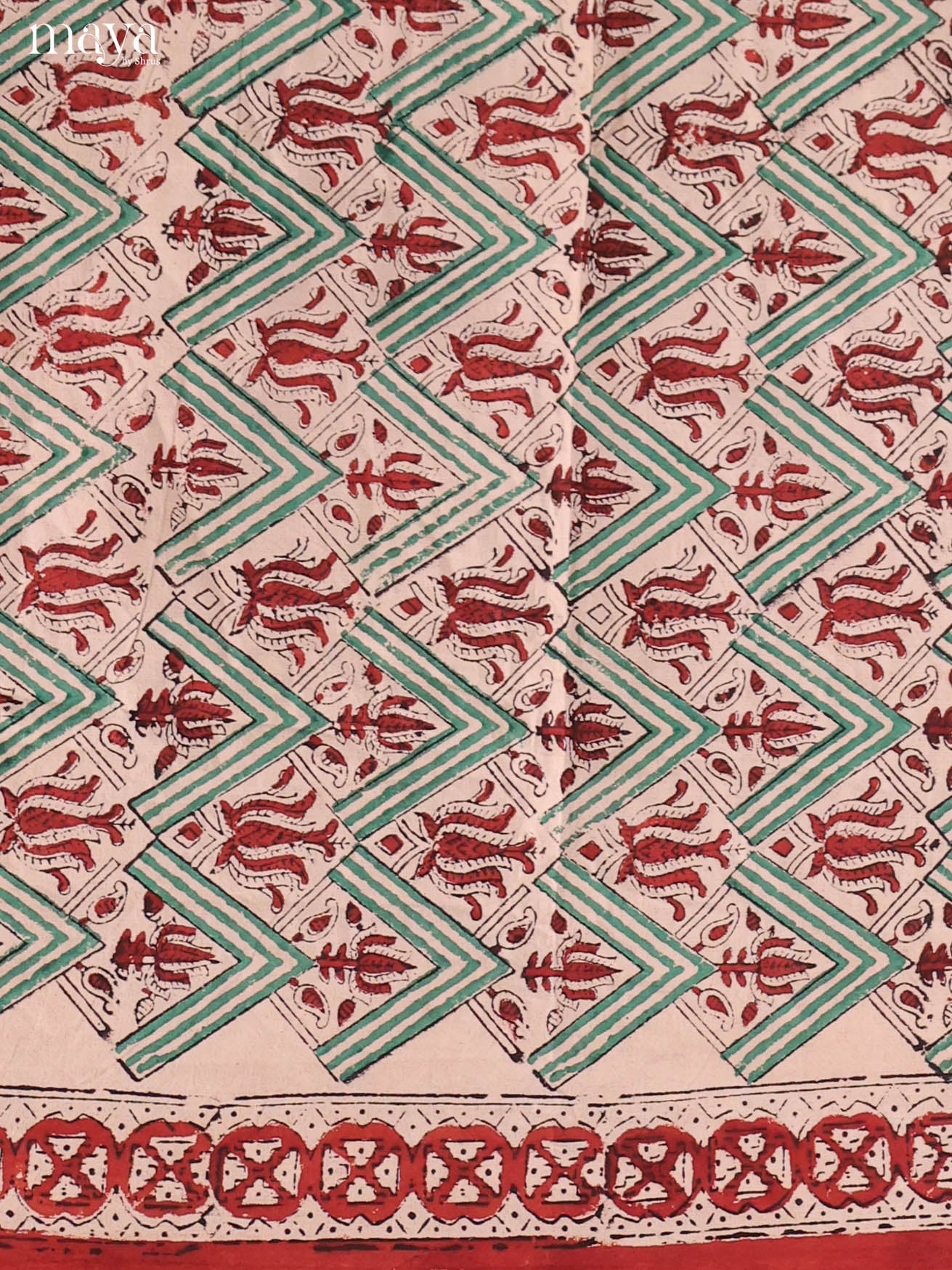 Cream & Red-Cotton salwar