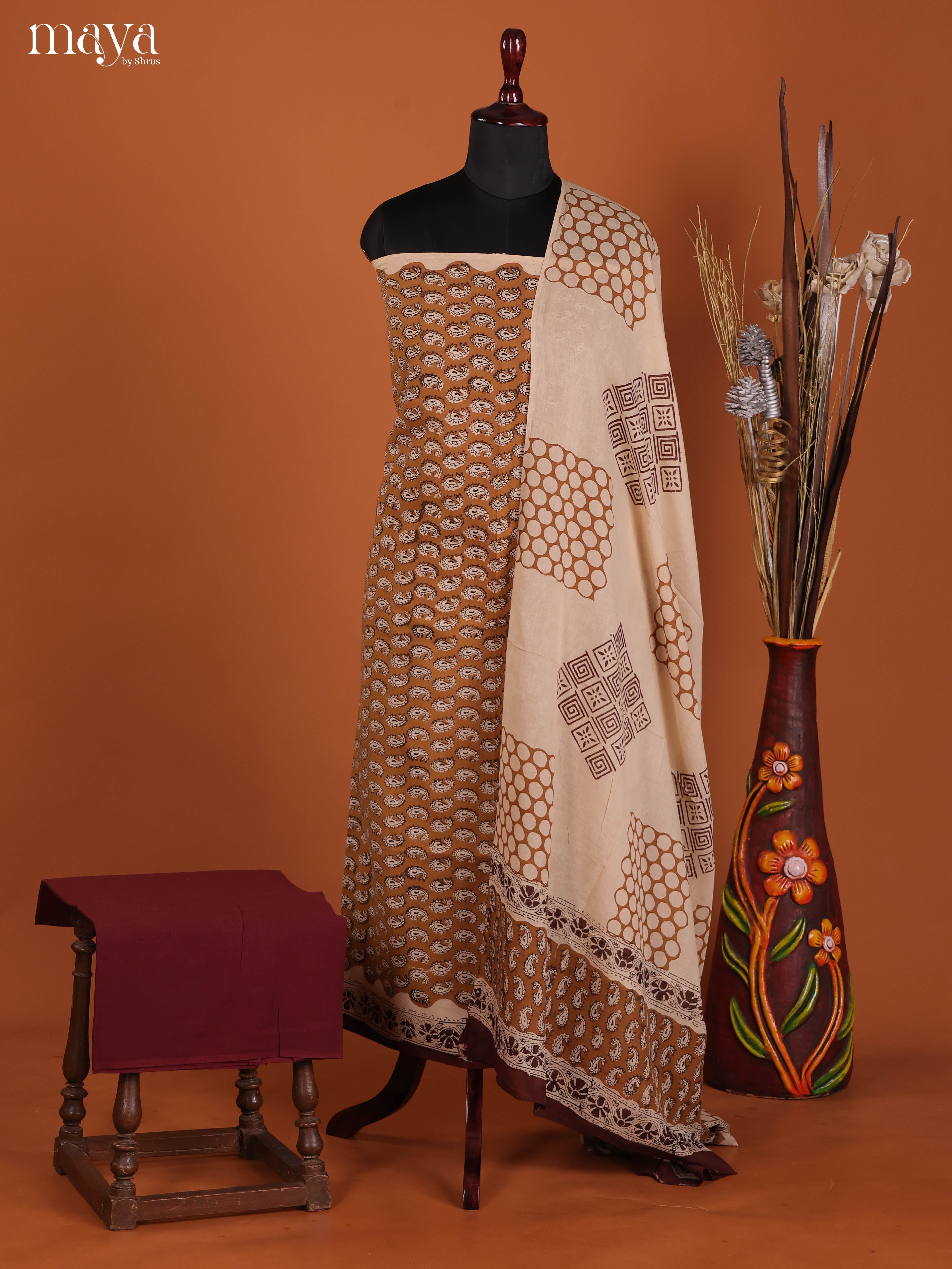 Light Brown & Brown -Cotton salwar
