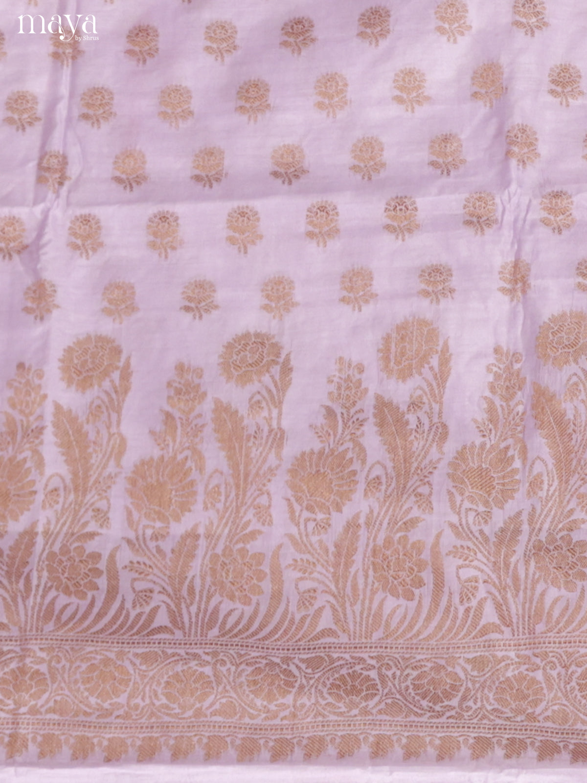 Chic Pastel Purple Semi Tussar Salwar Set Material With Floral Buttas