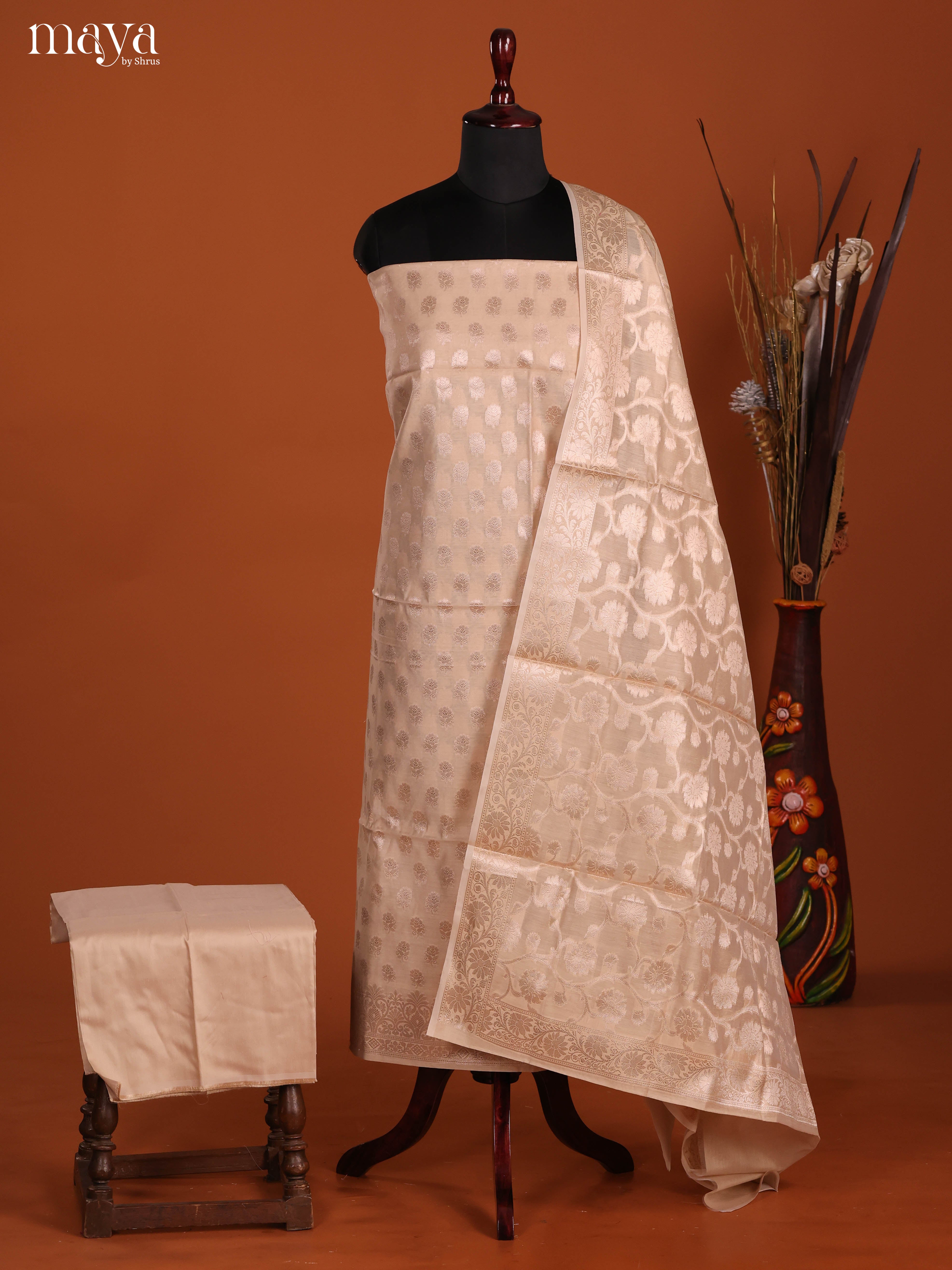 MDJ25082-Semi Tussar Salwar Unstitch