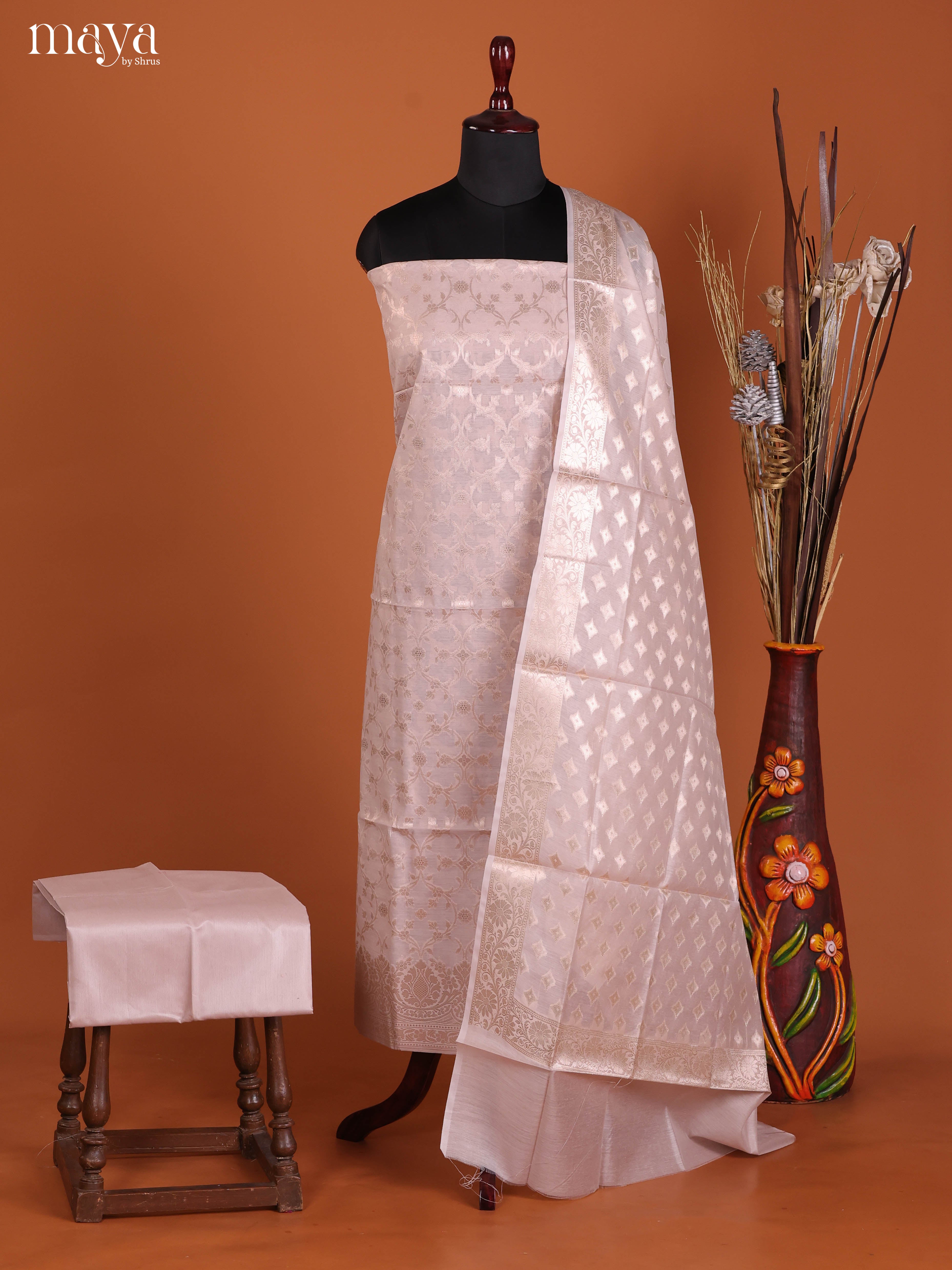 MDJ25086-Semi Tussar Salwar Unstitch