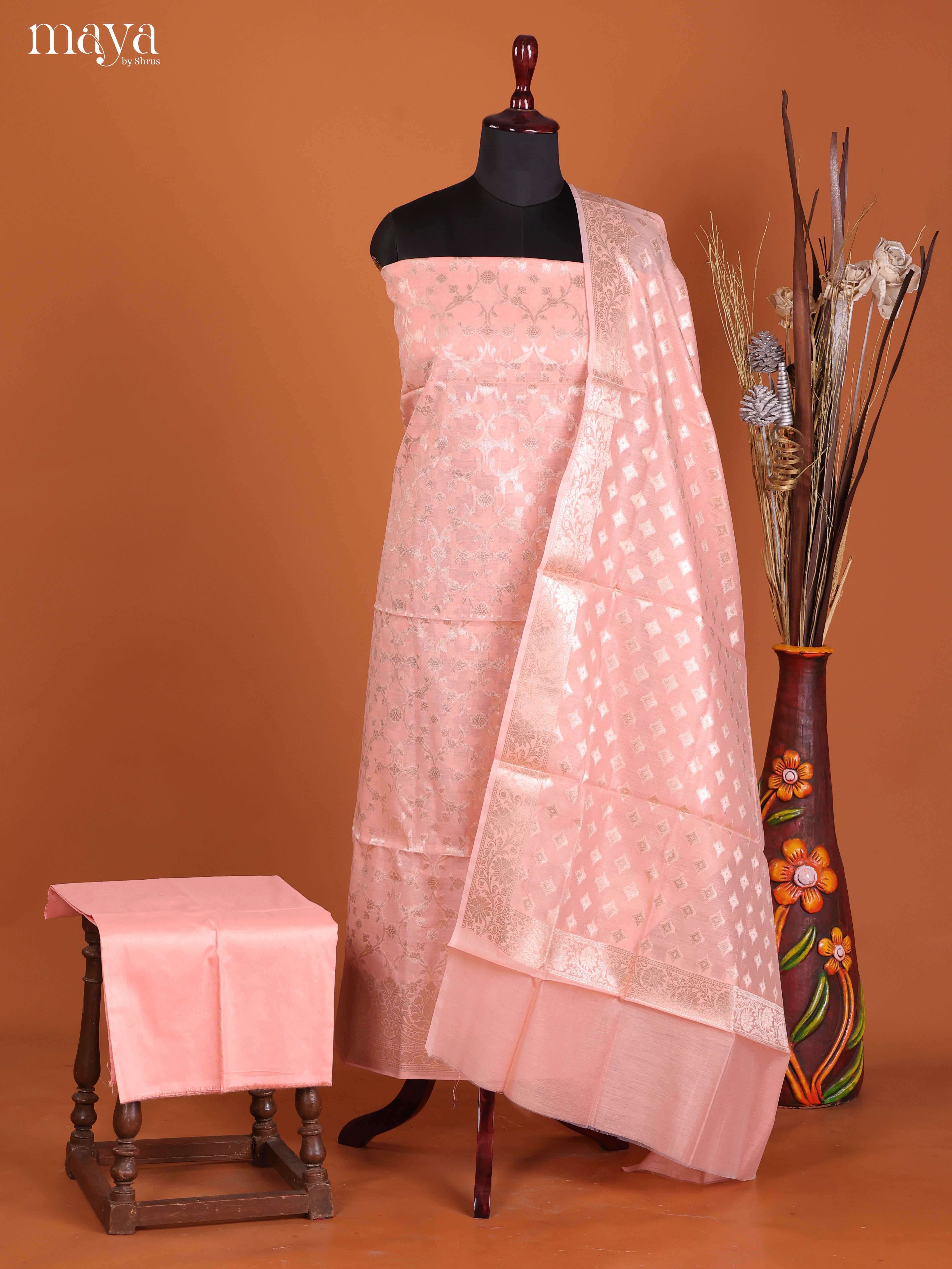 MDJ25088-Semi Tussar Salwar Unstitch