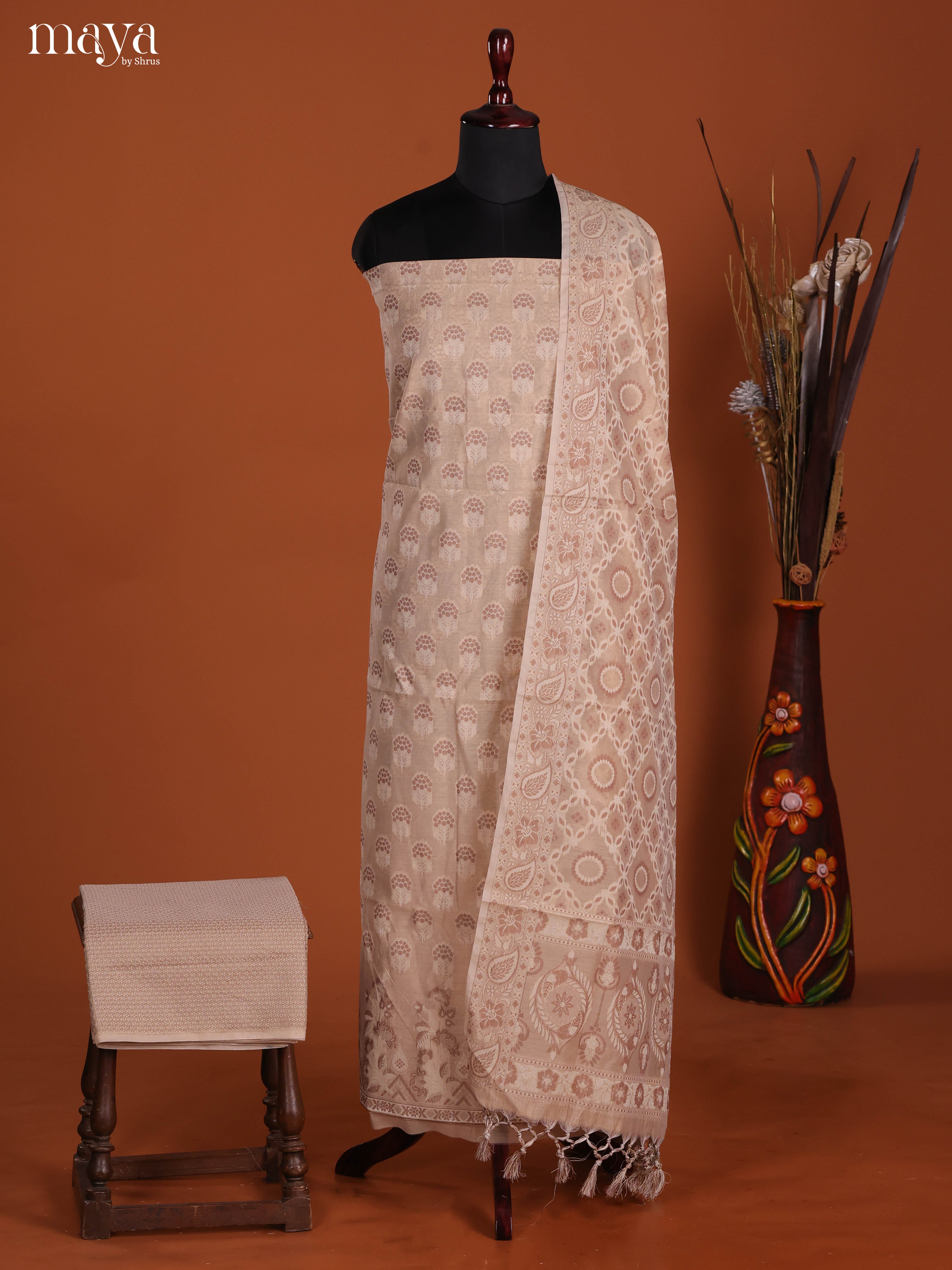 MDJ25095-Semi Tussar Salwar Unstitch