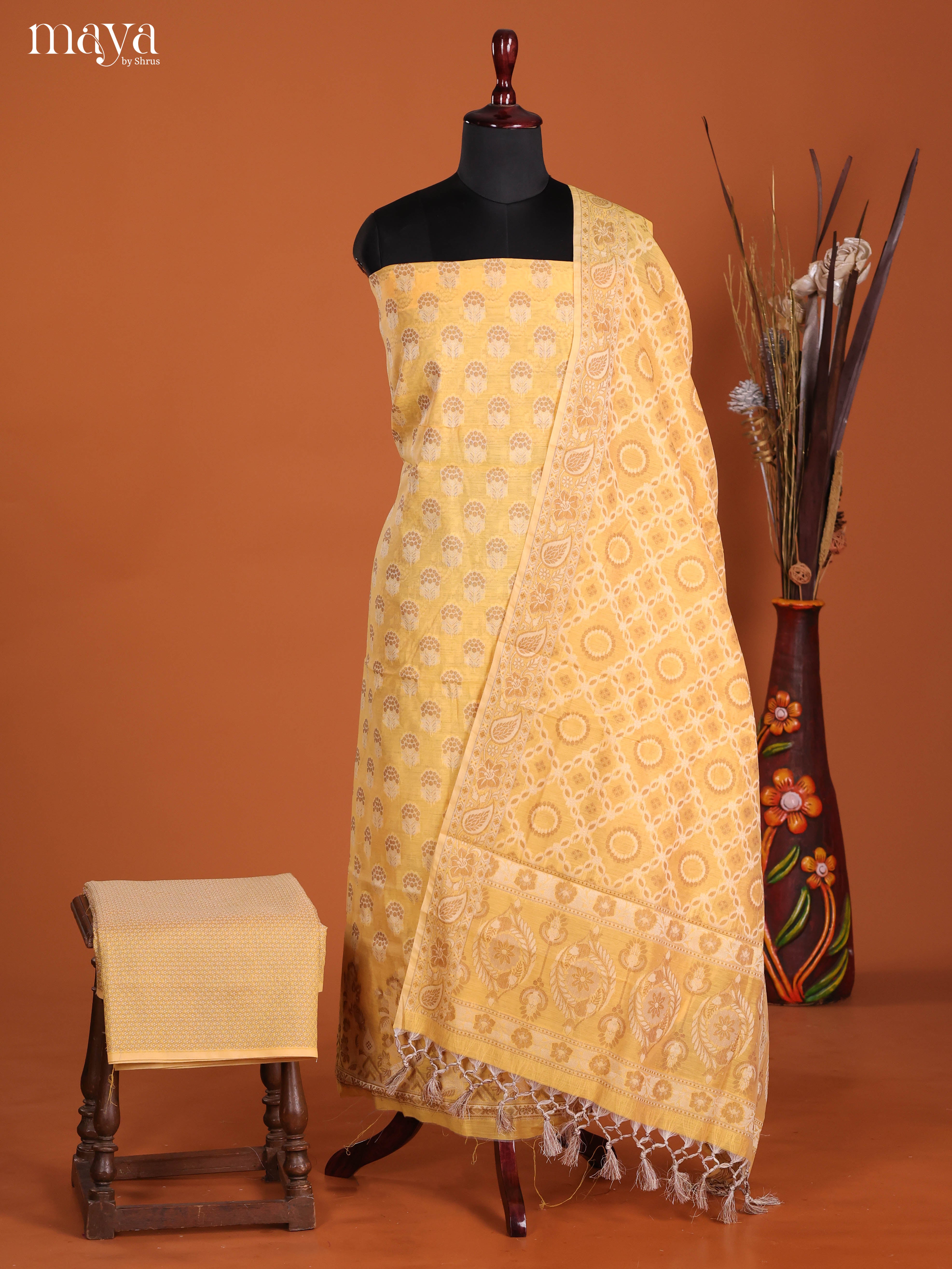 MDJ25101-Semi Tussar Salwar Unstitch