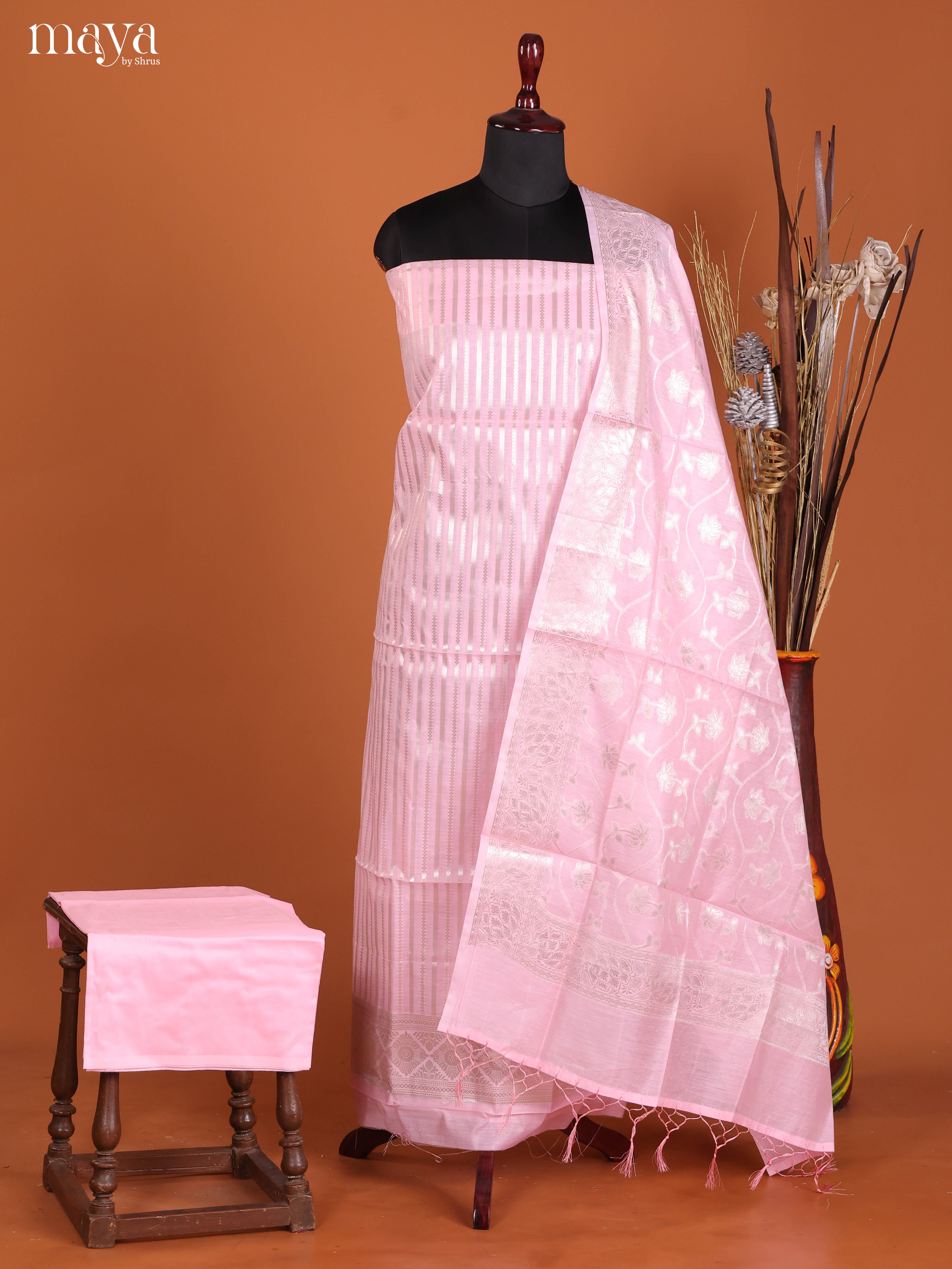 MDJ25103-Semi Tussar Salwar Unstitch