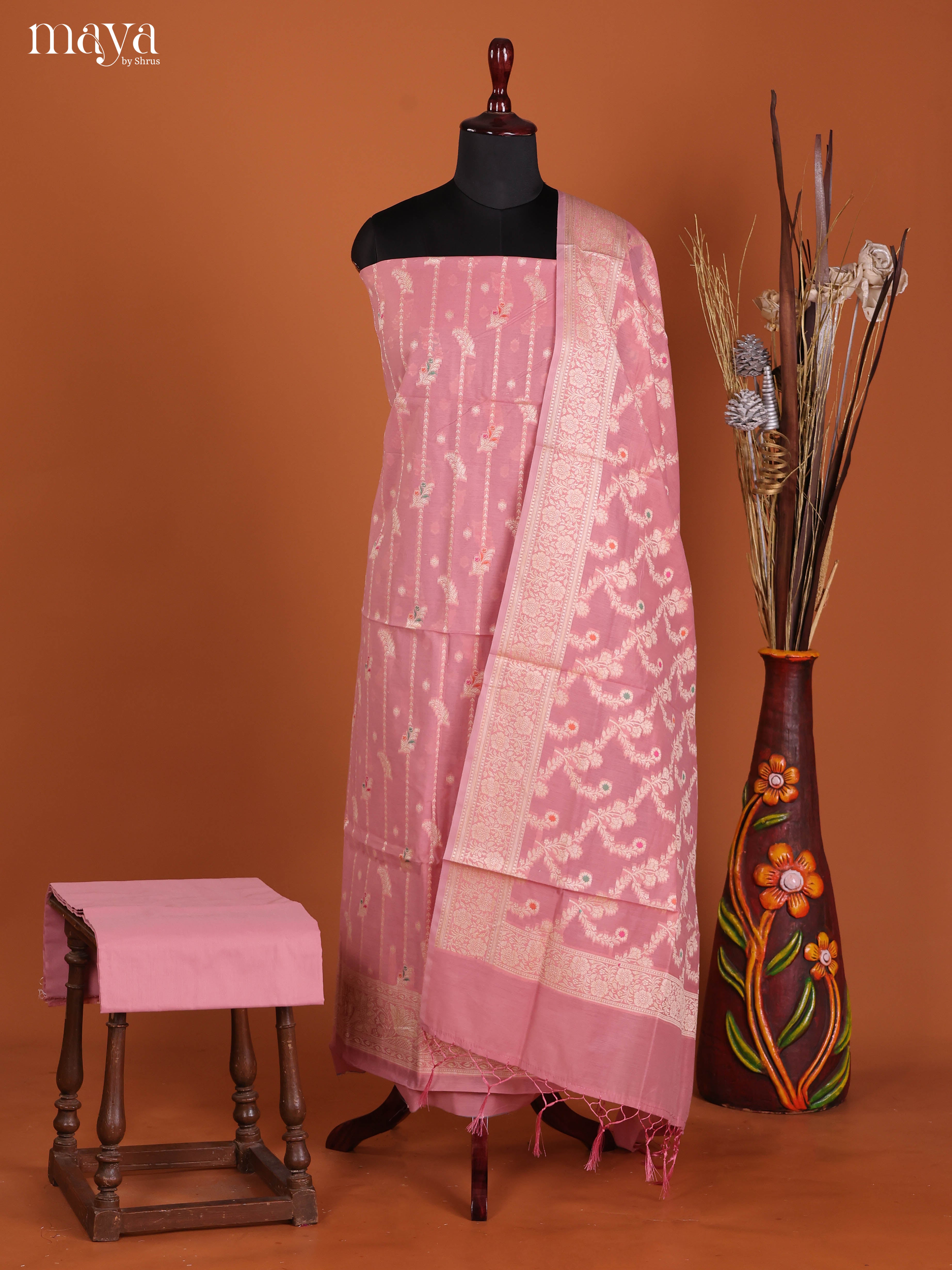 MDJ25114-Semi Tussar Salwar Unstitch