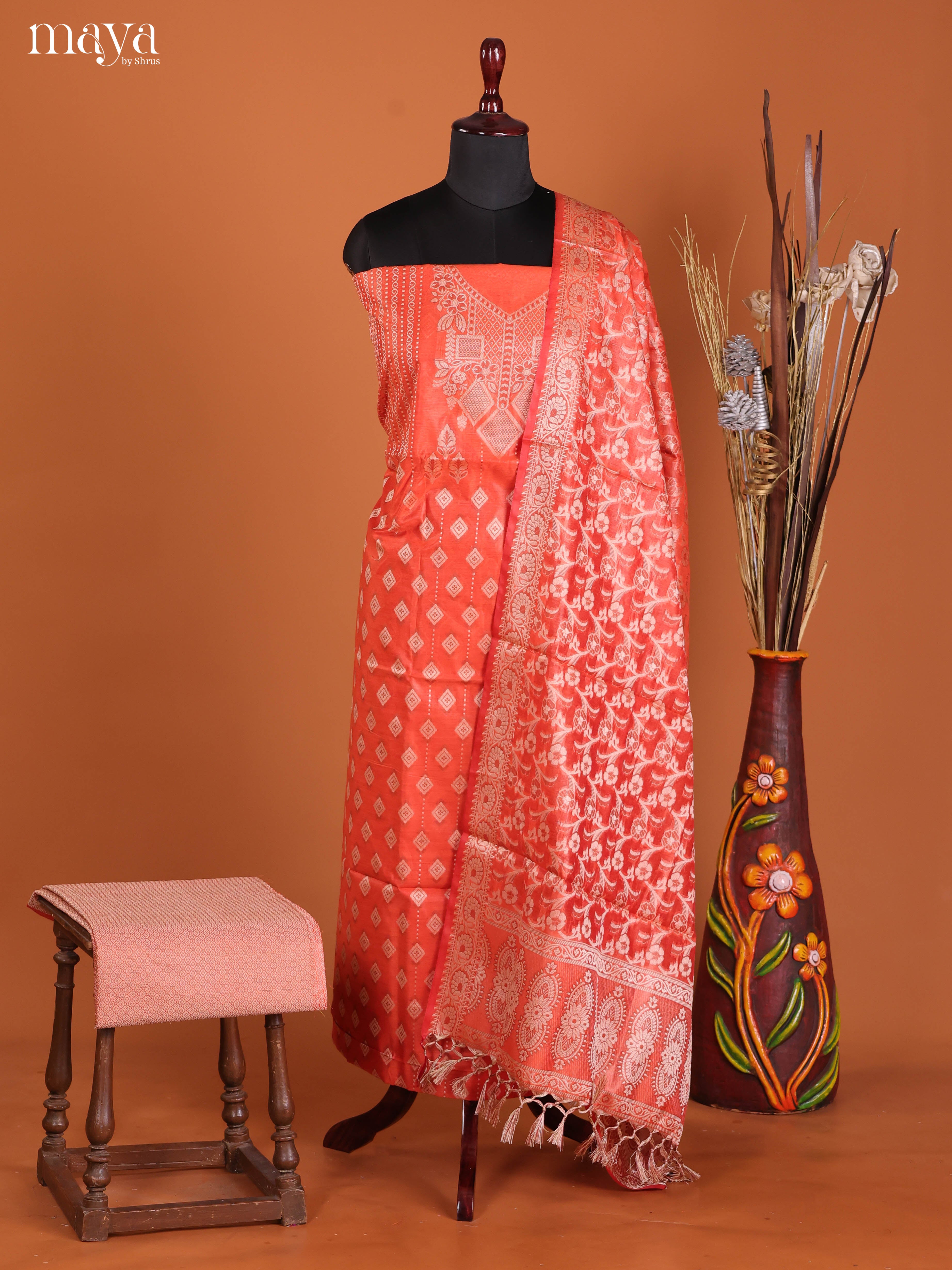 MDJ25116-Semi Tussar Salwar Unstitch