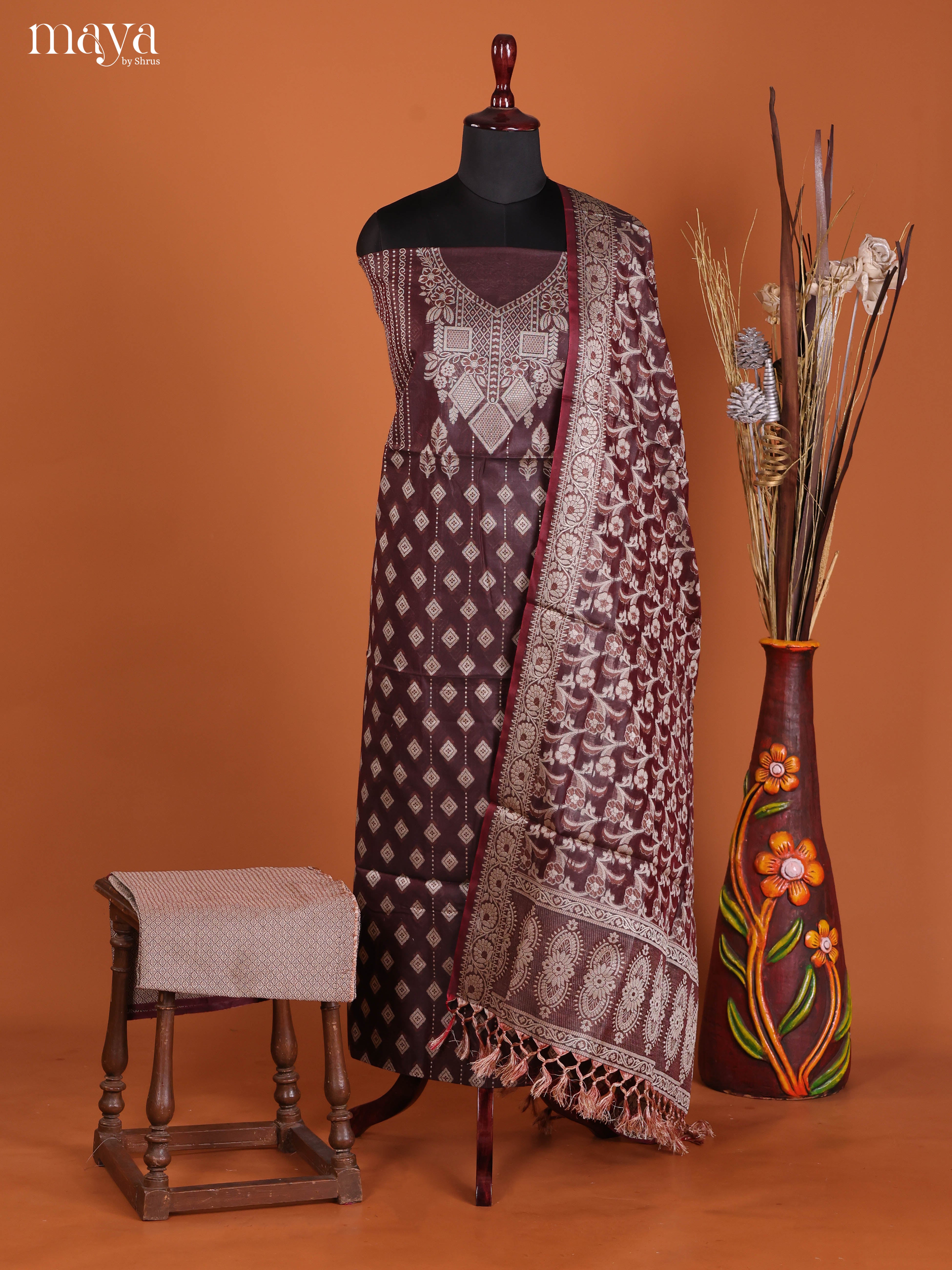 MDJ25120-Semi Tussar Salwar Unstitch