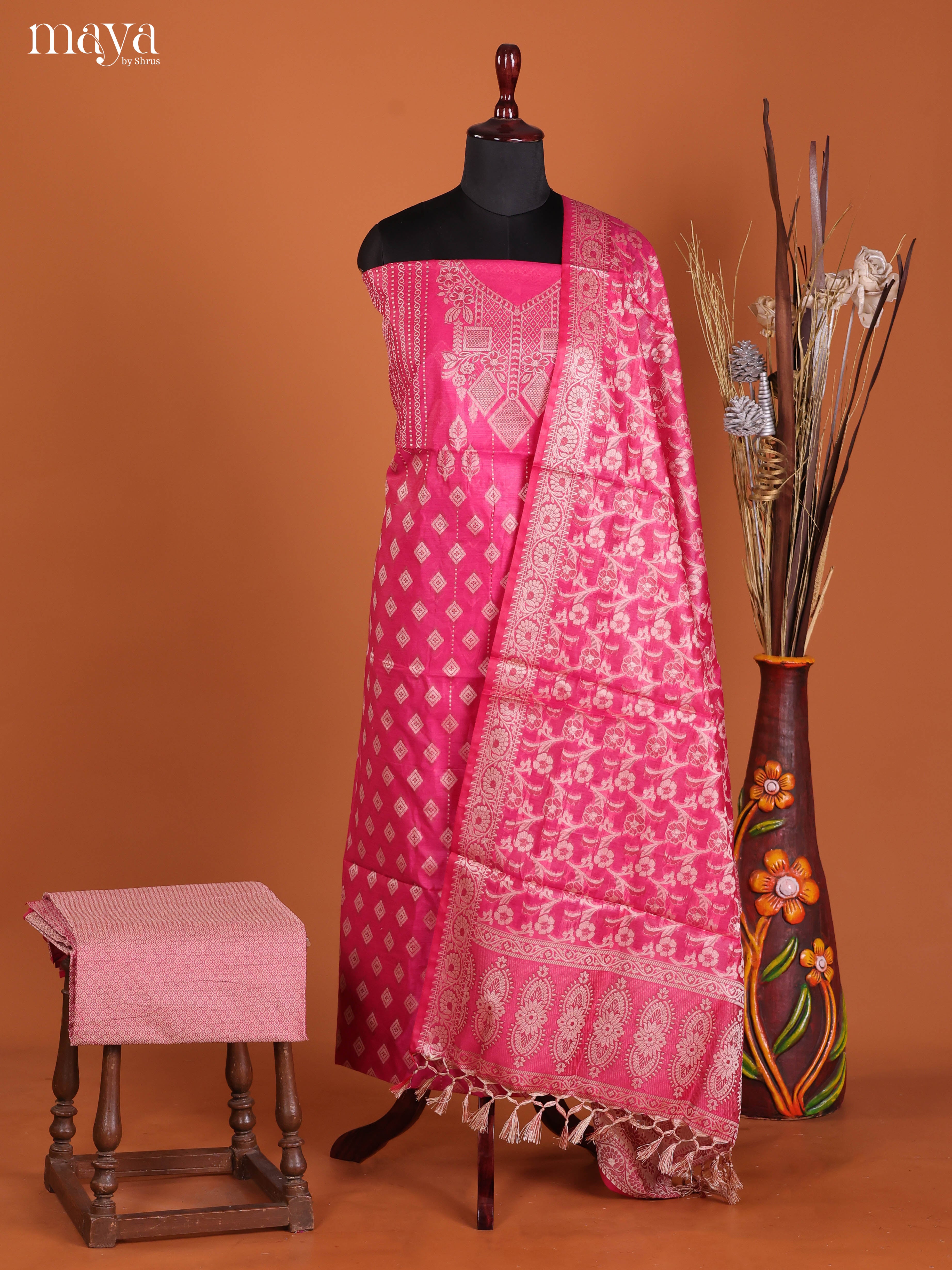 MDJ25122-Semi Tussar Salwar Unstitch