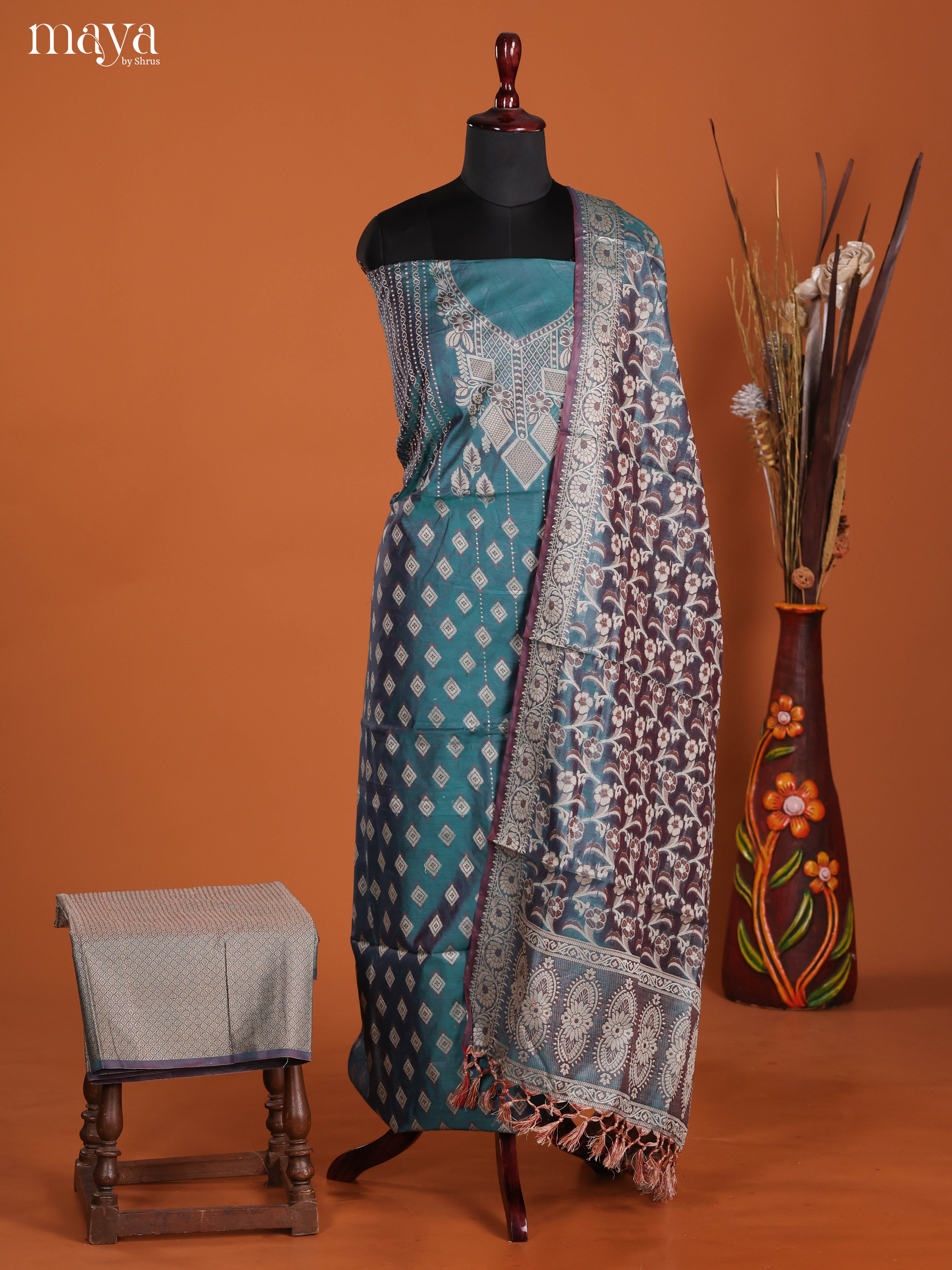 MDJ25123-Semi Tussar Salwar Unstitch