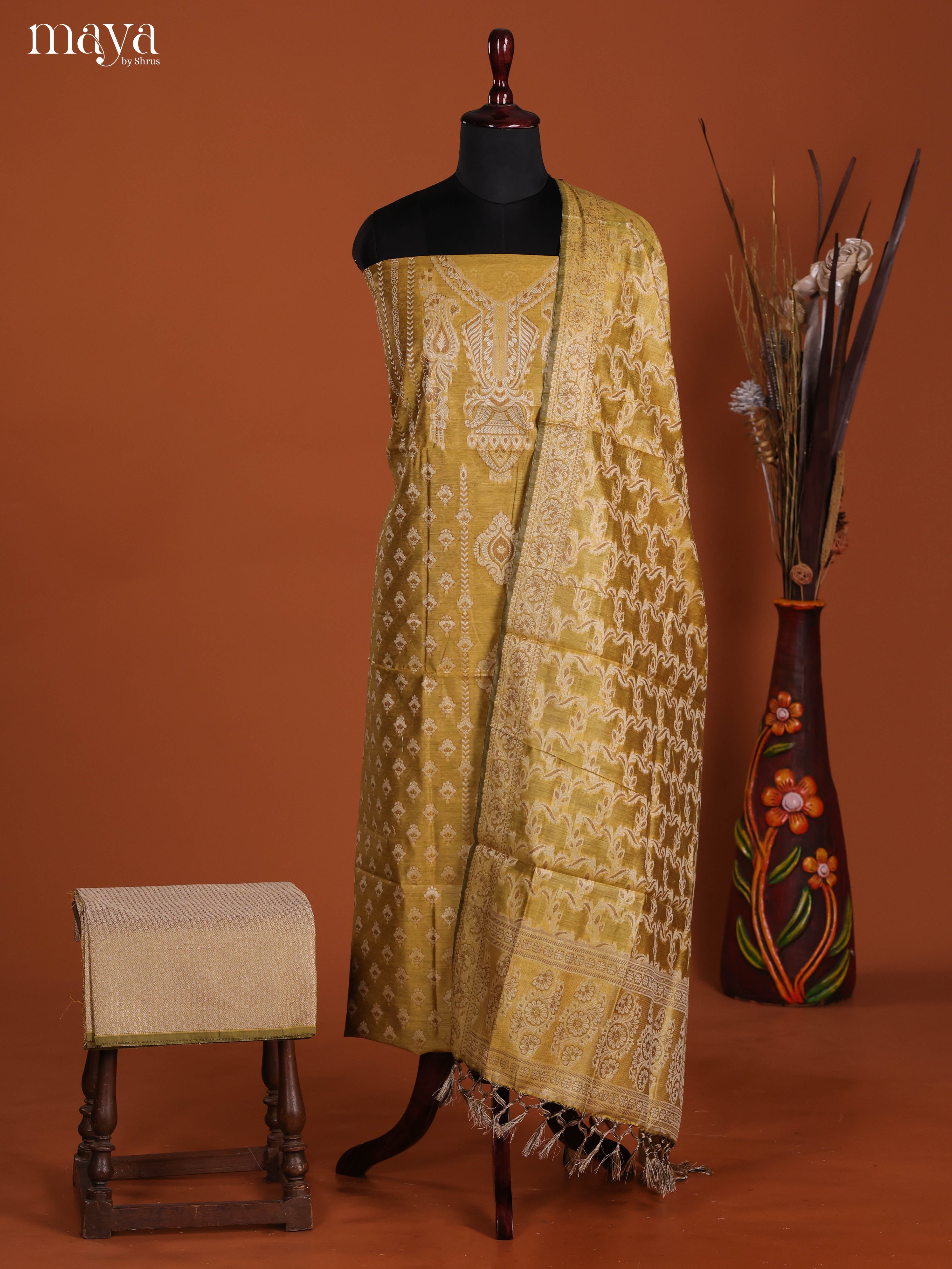 MDJ25134-Semi Tussar Salwar Unstitch