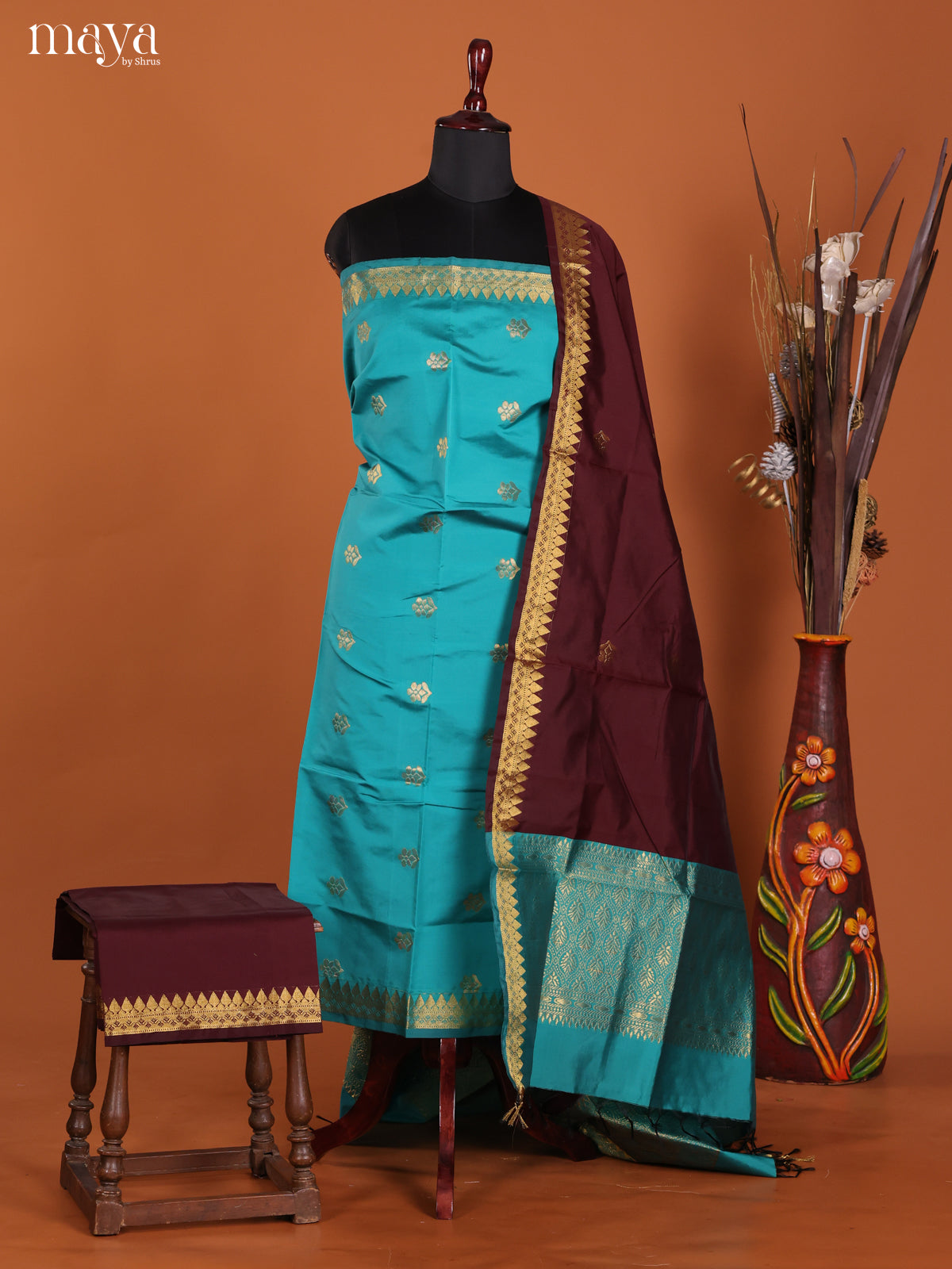 MDK19130-semi softsilk salwar Unstitch