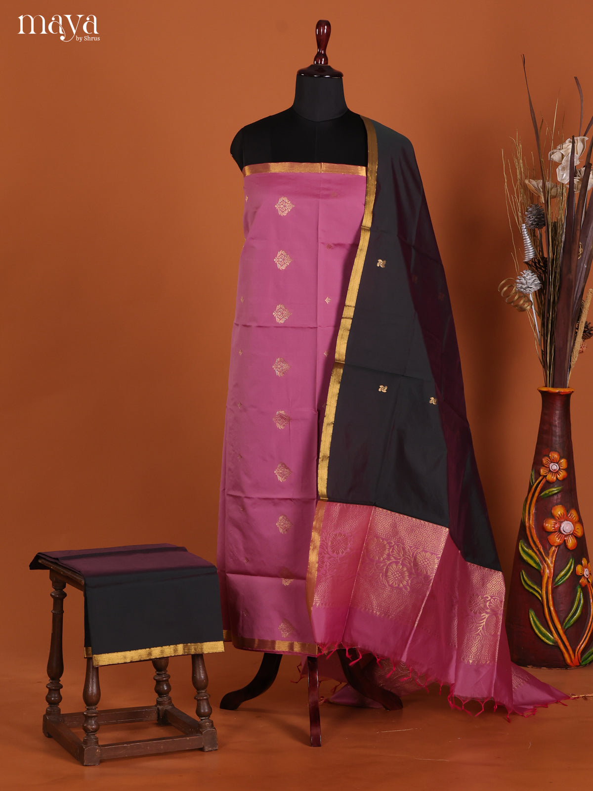 Pink -semi softsilk salwar Unstitch