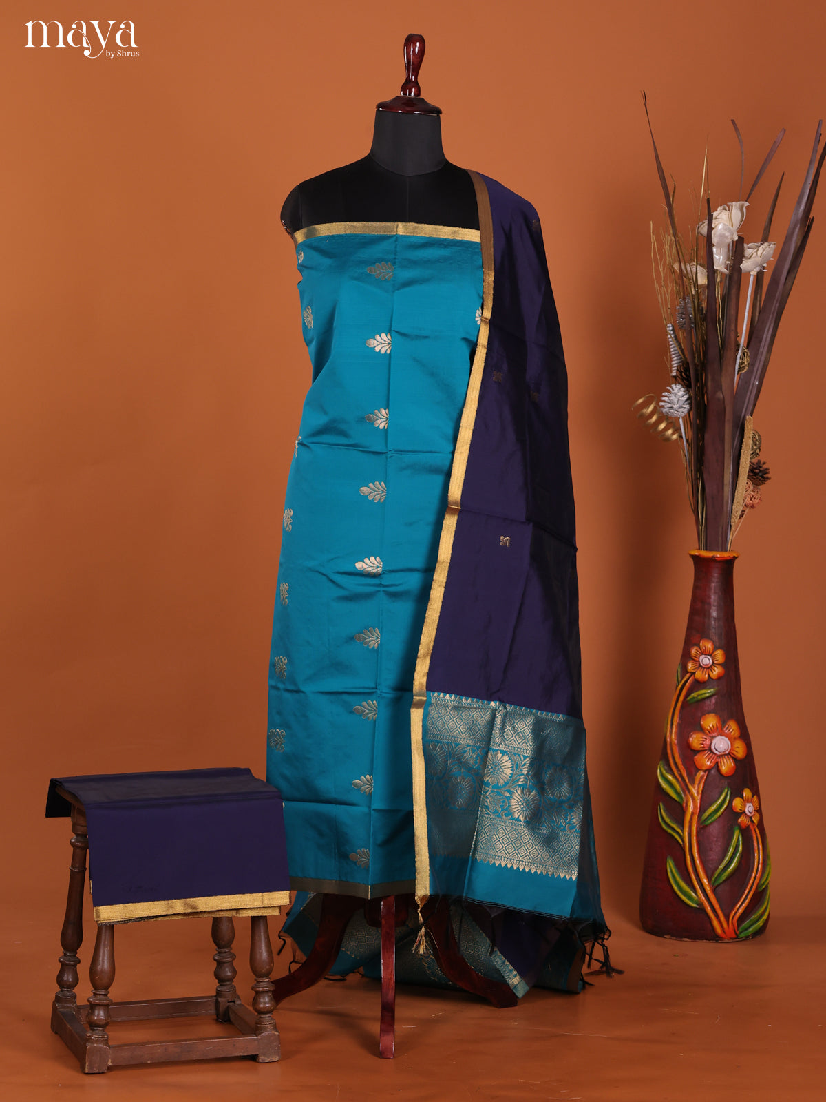 MDK19150-semi softsilk salwar Unstitch