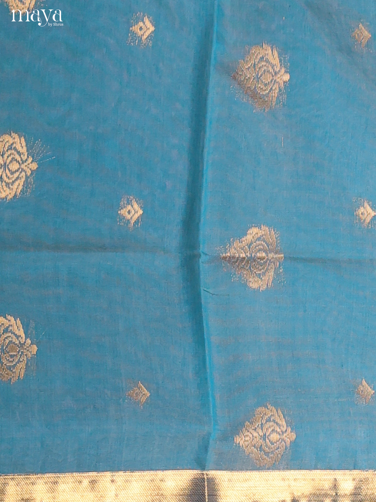 Blue & Light Beige-Semi silkcotton salwar unstitch