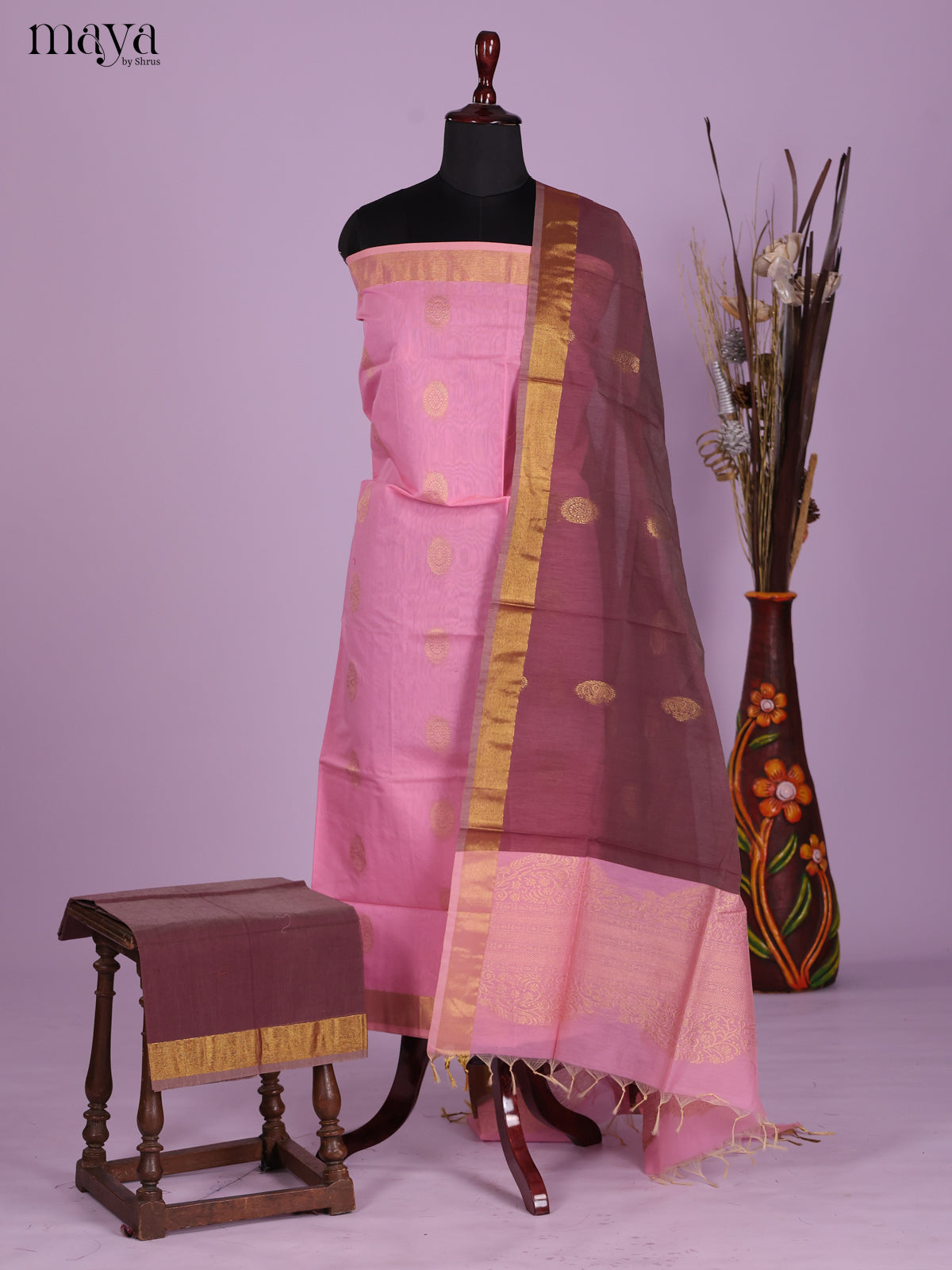 Baby Pink -Semi silkcotton salwar unstitch