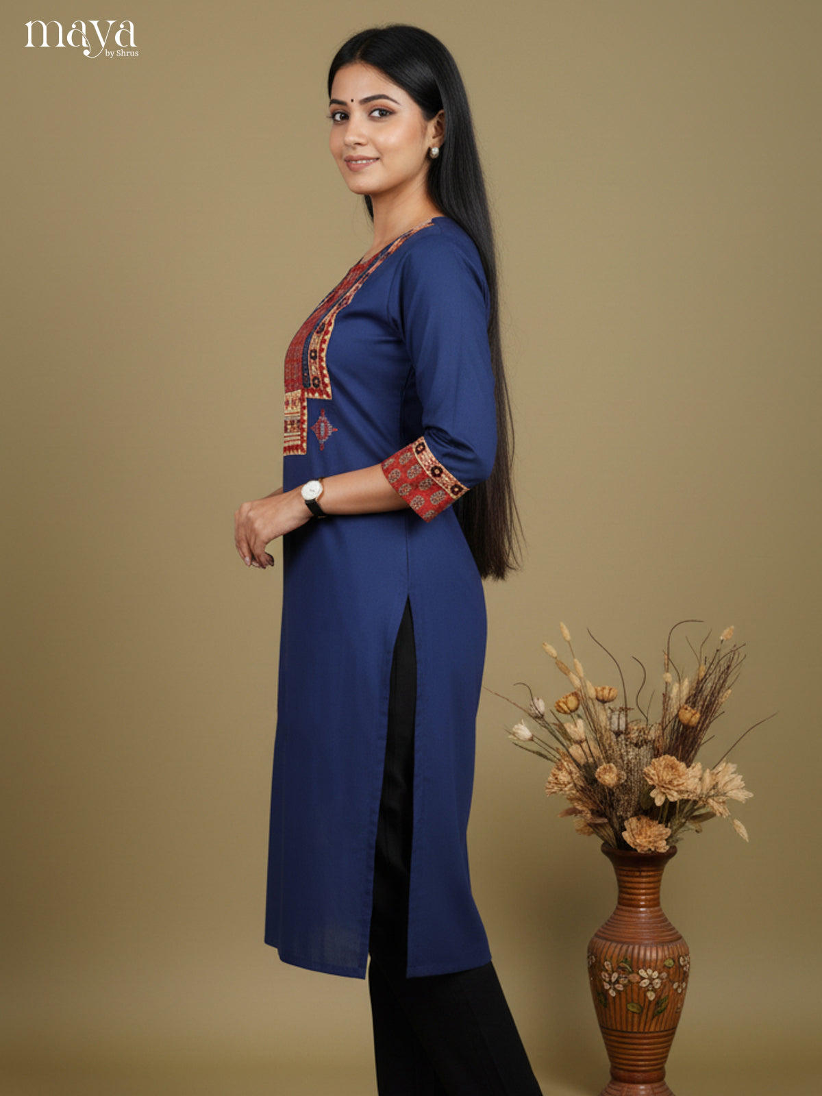 Blue & Red -Readymade Kurti