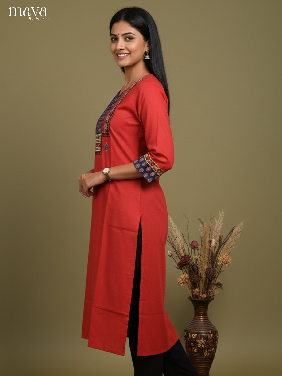 Red & Blue-Readymade Kurti