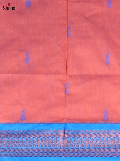 Peachish Pink & Blue - Kalyani Cotton unstitched Top & Dupatta - CLS10091 - Shop on Shrus.com
