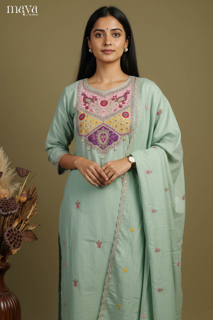 teal Green - Party Wear Readymade 3 Piece Salwar Suit