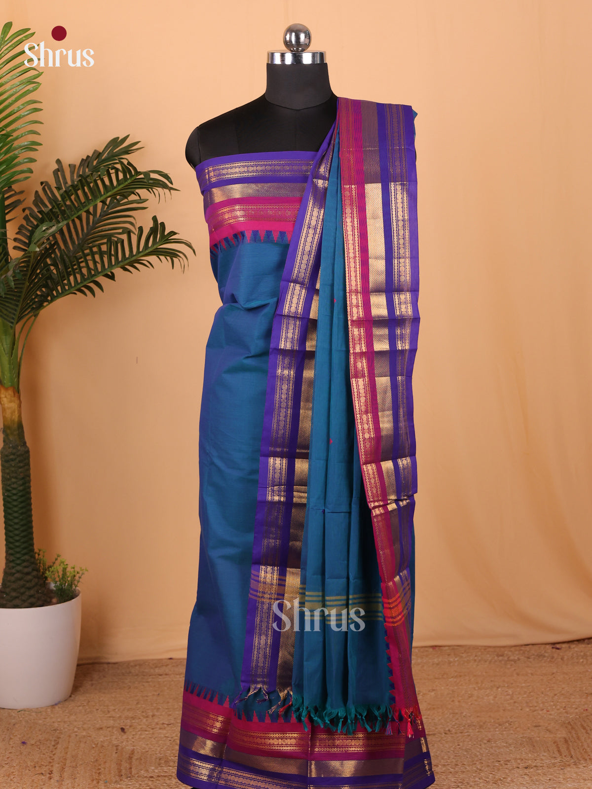 Blue & Violet - Chettinad Top & Dupatta