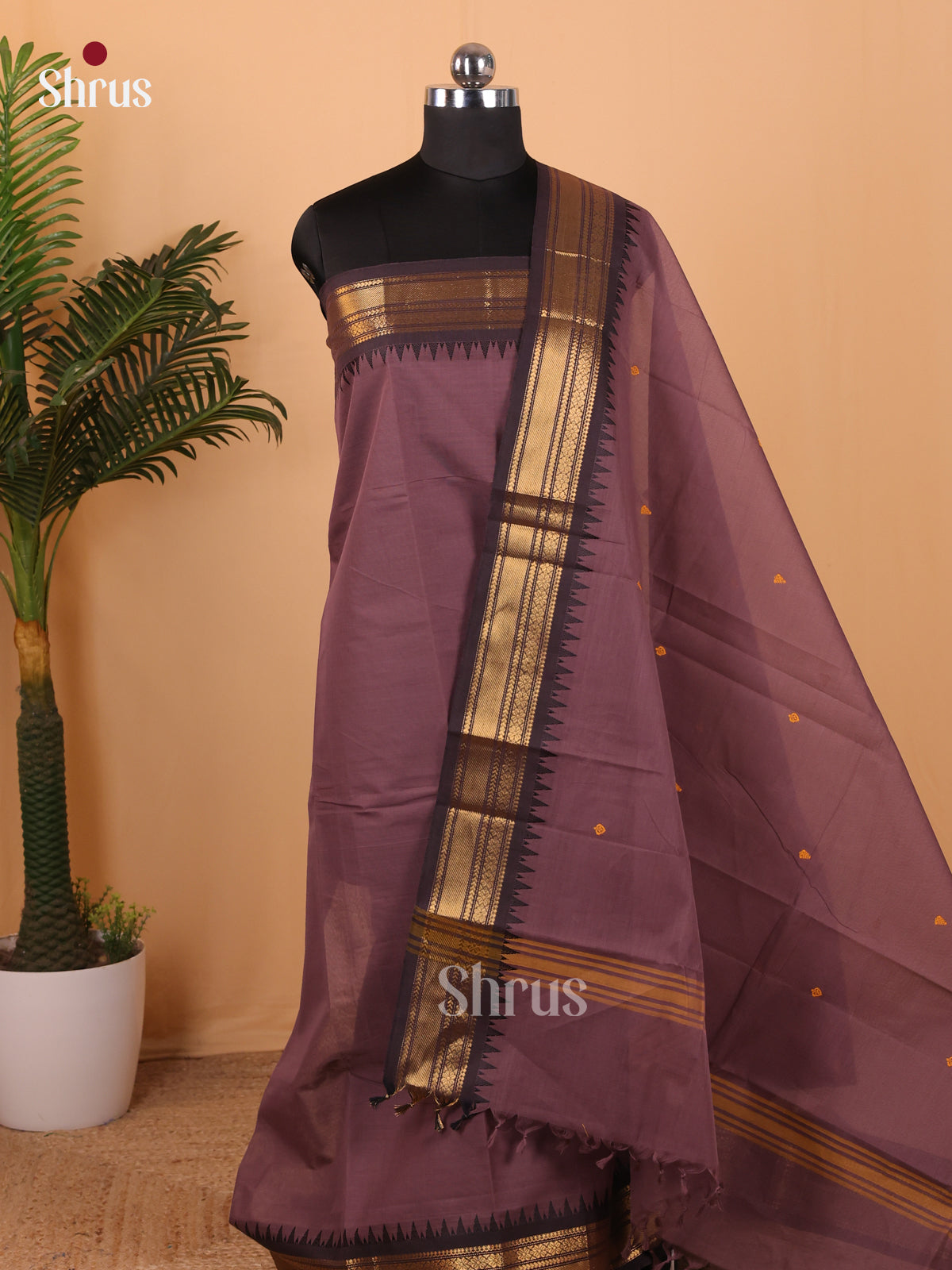 Dark Lavender  - Chettinad Top  & Dupatta Combo