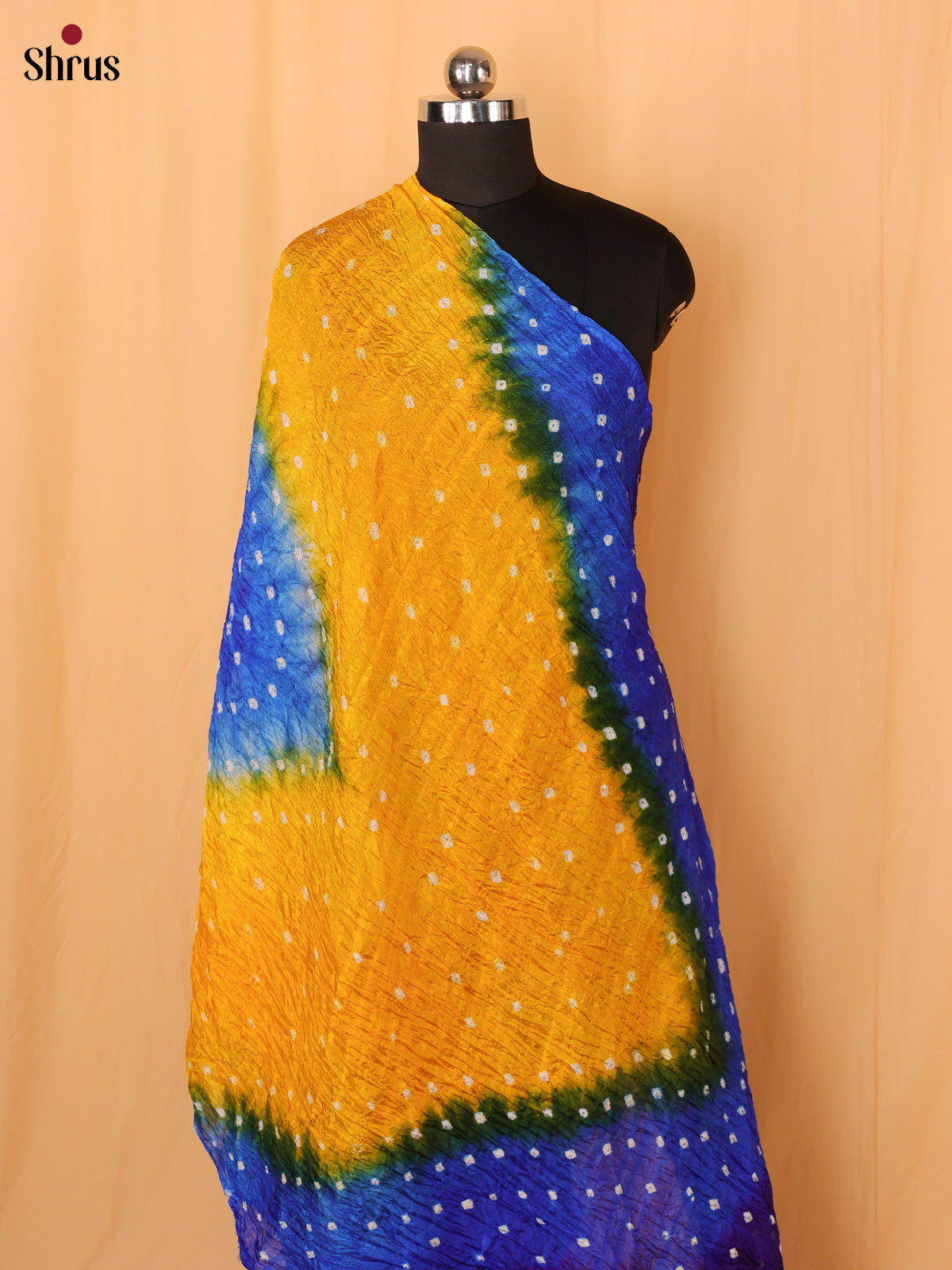 Violet With Green Bandhani Synthetic Dupatta