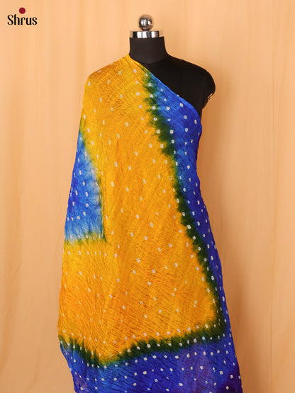 Violet With Green Bandhani Synthetic Dupatta
