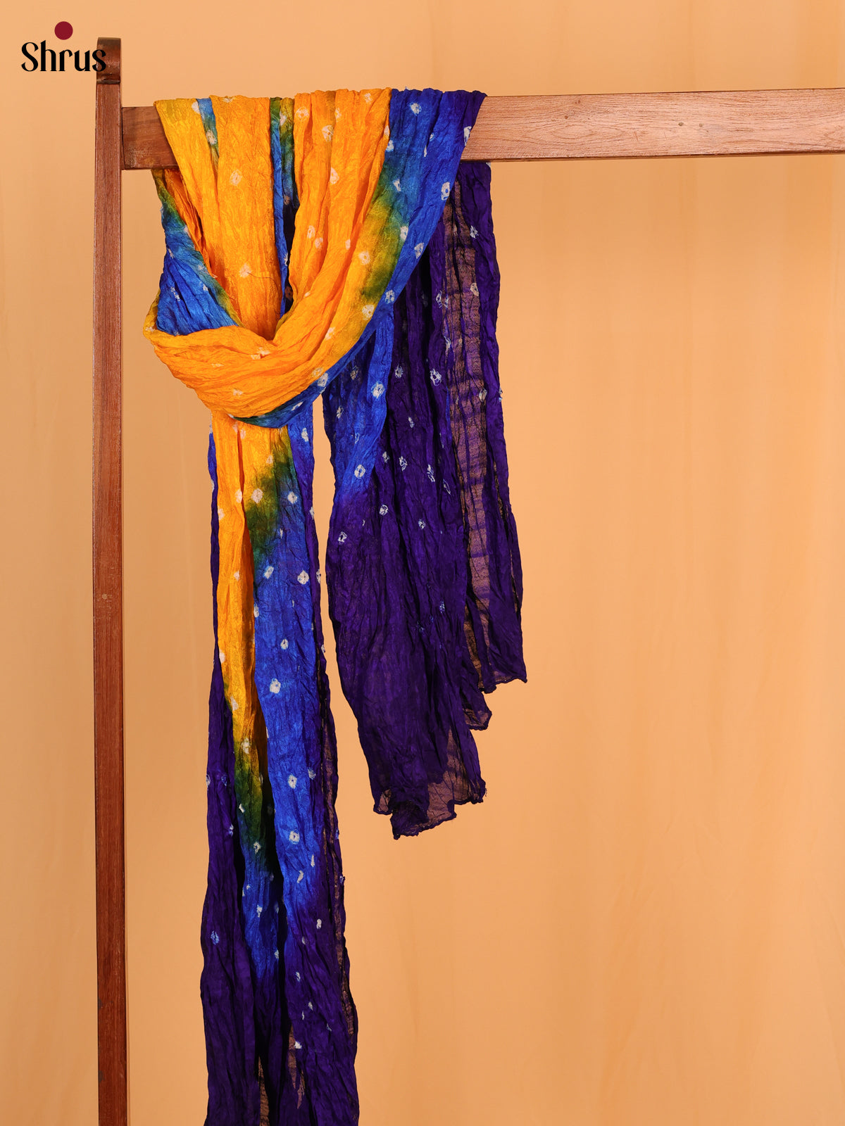 Violet With Green Bandhani Synthetic Dupatta