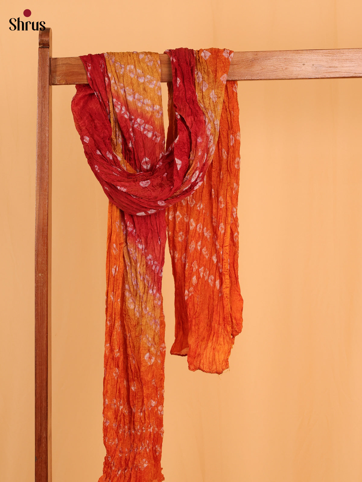 Orange Bandhani Synthetic Dupatta