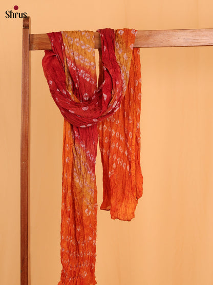 Orange Bandhani Synthetic Dupatta