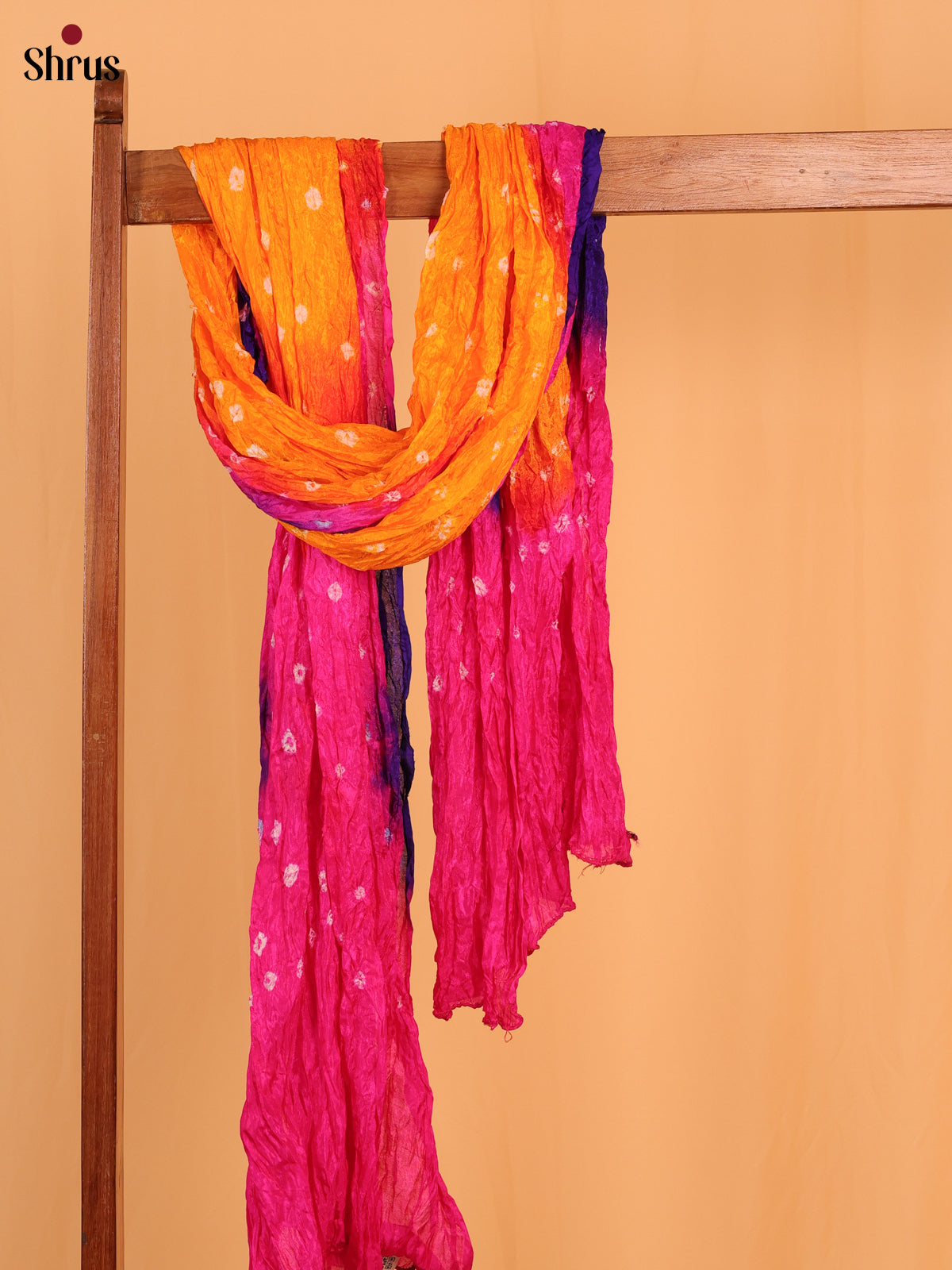 Pink With Violet Bandhani Synthetic Dupatta