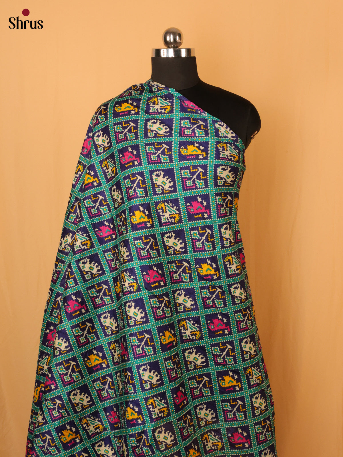 Green with Blue Patola Cotton Mix Dupatta