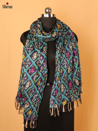 Green With Blue Patola Cotton Mix Dupatta