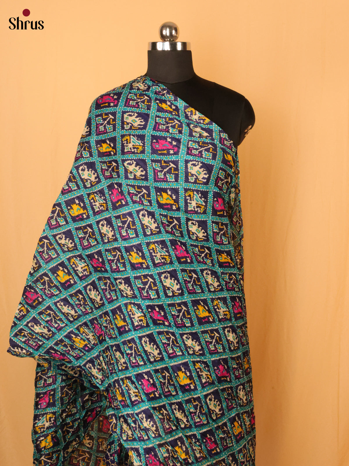 Green With Blue Patola Cotton Mix Dupatta