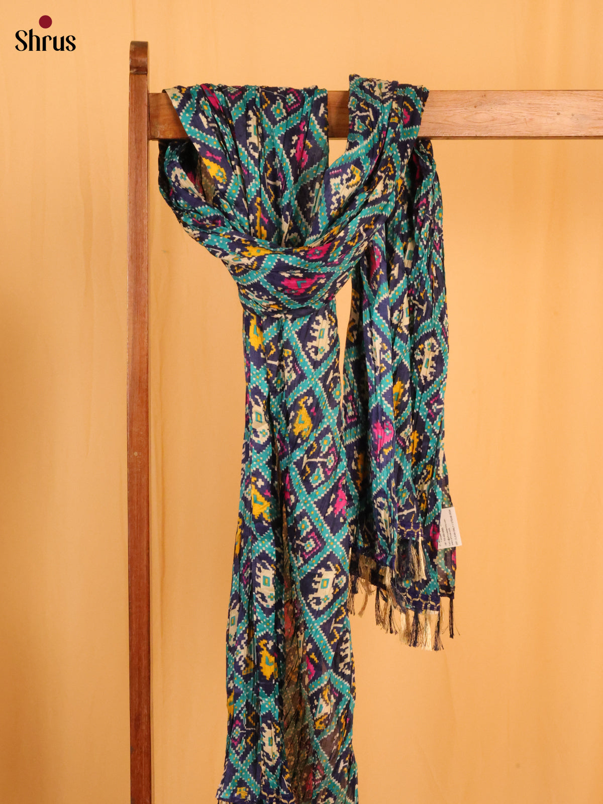 Green With Blue Patola Cotton Mix Dupatta