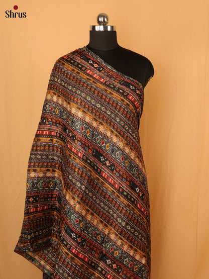 Black With Blue Geometric Cotton Mix Duptata