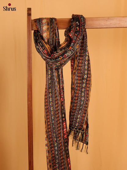 Black With Blue Geometric Cotton Mix Duptata