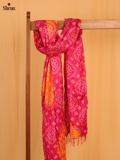 Pink with Yellow colour Bandhani Cotton Mix Dupatta