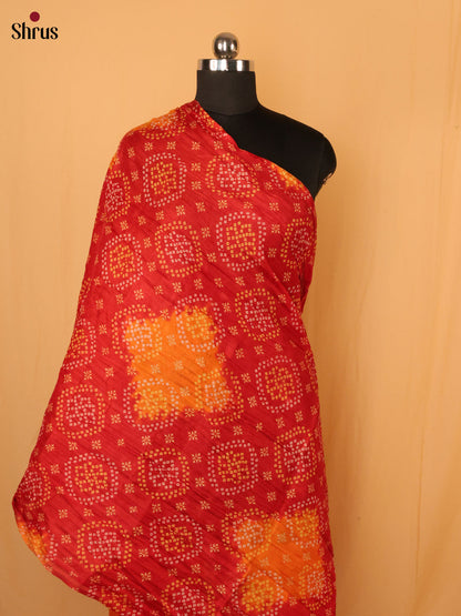 Red With Orange Bandhani Cotton mis Dupatta